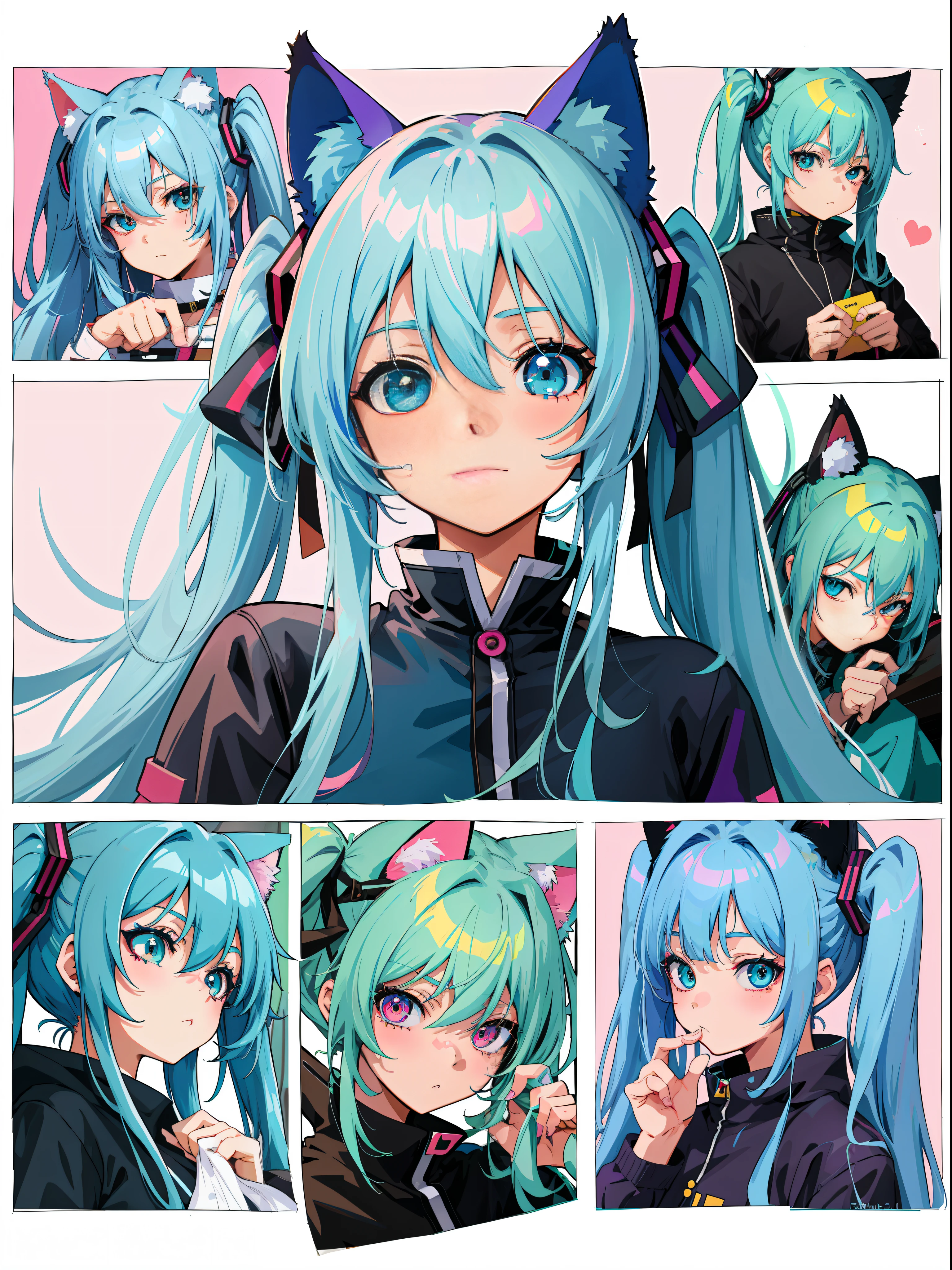 a cartoon picture of a girl with blue hair and a cat ear, she has a cute expressive face, mikudayo, trending on pixiv, anime moe artstyle, pixiv trending, anime girl with teal hair, pixiv daily ranking, trending anime art, anime art style, anime girl with cat ears, top rated on pixiv