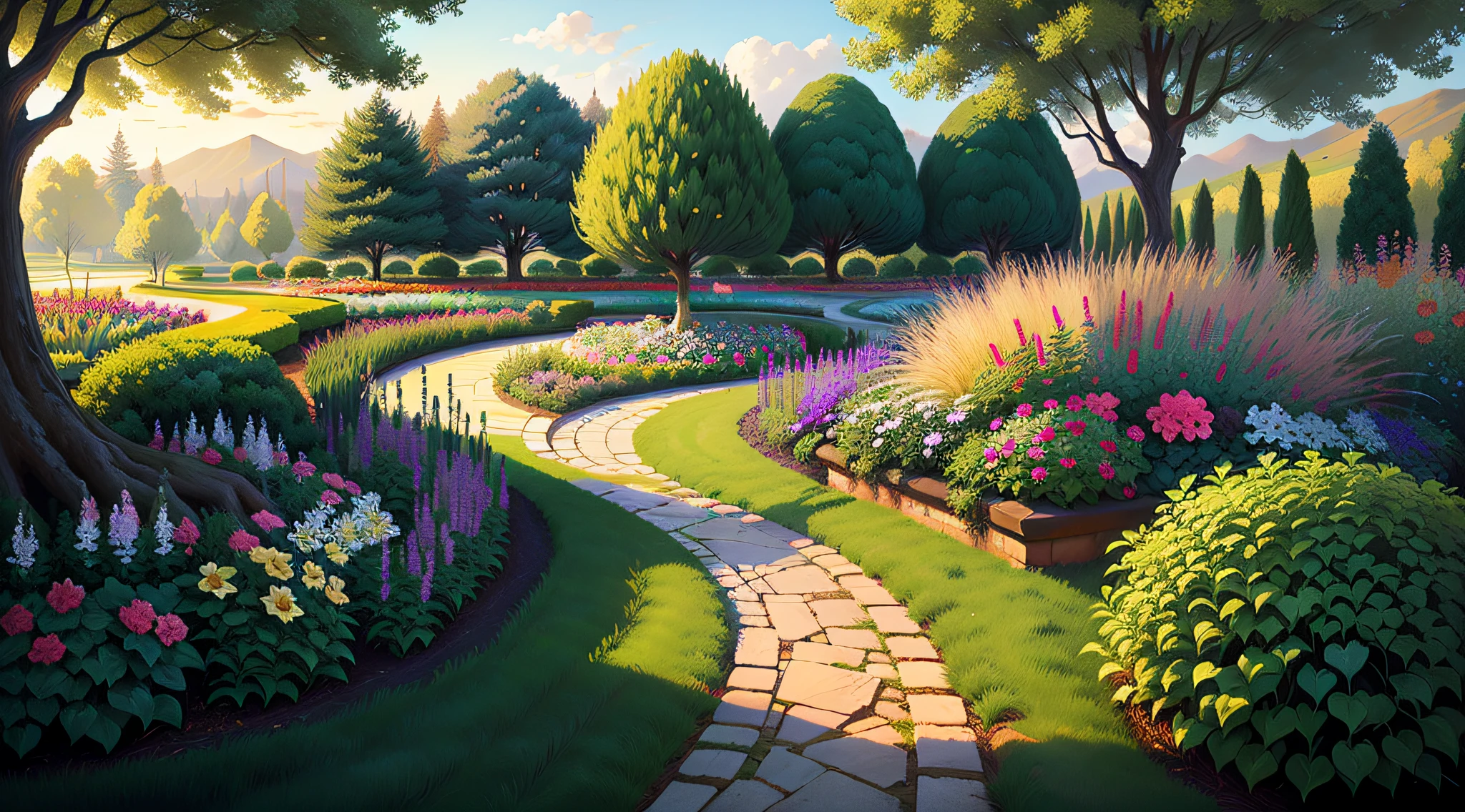 digital art close up beautiful garden landscape