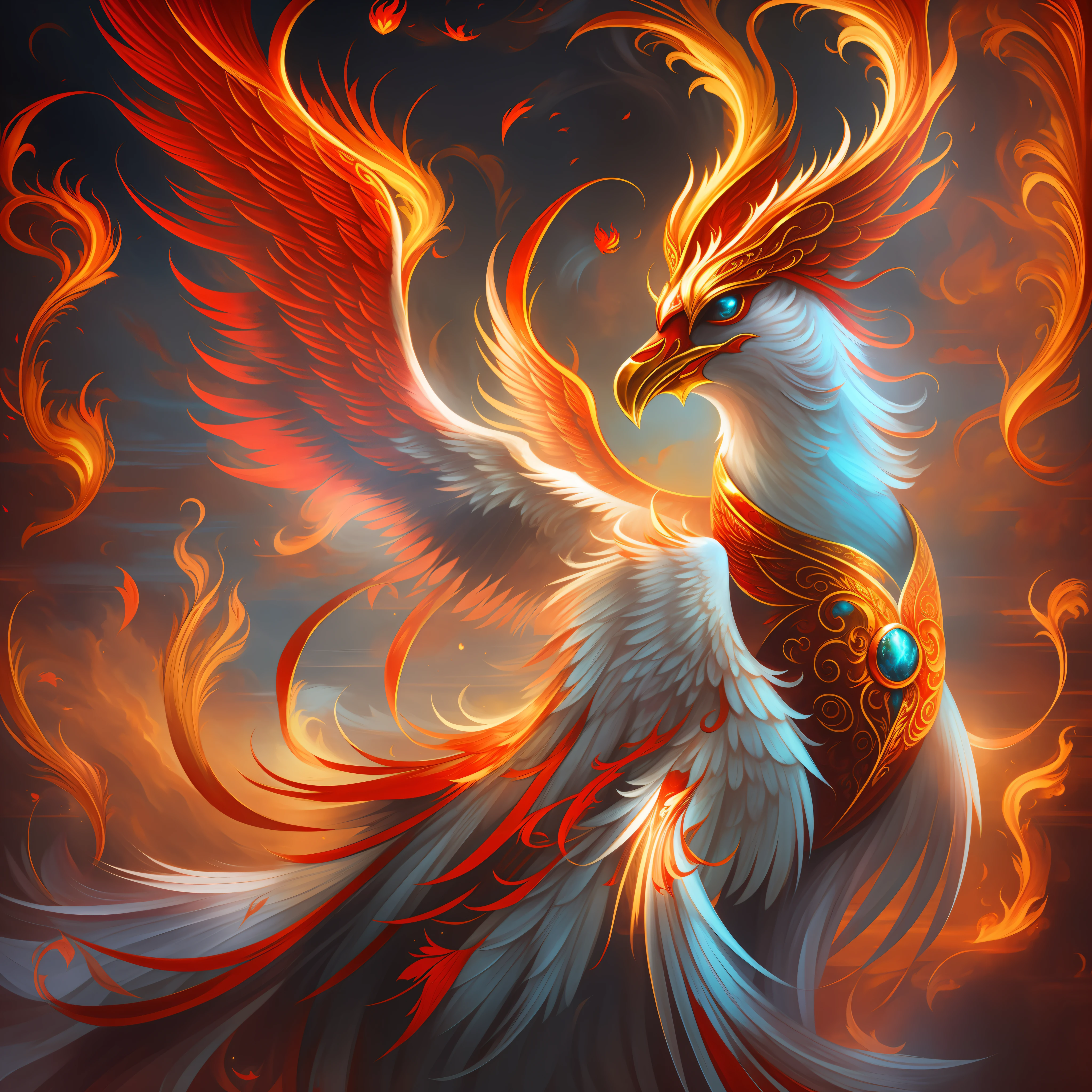 The red phoenix, a symbol of auspiciousness and peace, is also the embodiment of loyalty and chastity, or the embodiment of bravery and wisdom, driving the red flame endlessly