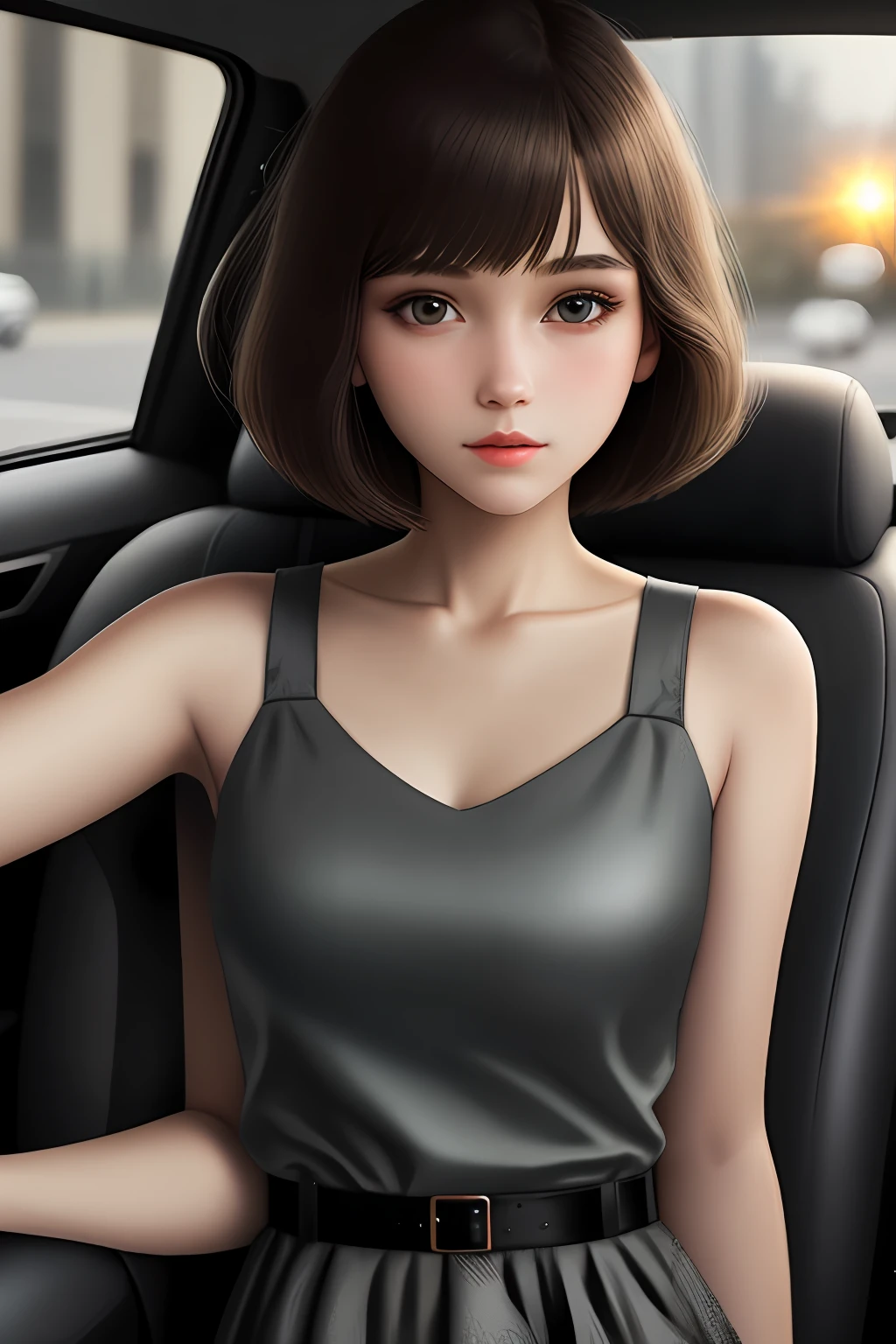best quality, realistic, photorealistic, extremly detailed, an extremely delicate and beautiful, RAW photo,
full body, a 15 years old girl, (driving a car, dark night:1.4), brown hair, brown eyes, smaller head, fashion girl, beautiful eyes, small breast,real face, real skin, realistic face, realistic skin, detailed eyes, detailed facial features,
detailed clothes features, (fashion clothes:1.3), (fashion bobcut: 1.3)
dynamic poses, looking at viewer, detailed face and breast,
(pureerosface_v1:0.33), (ulzzang-6500:0.33),