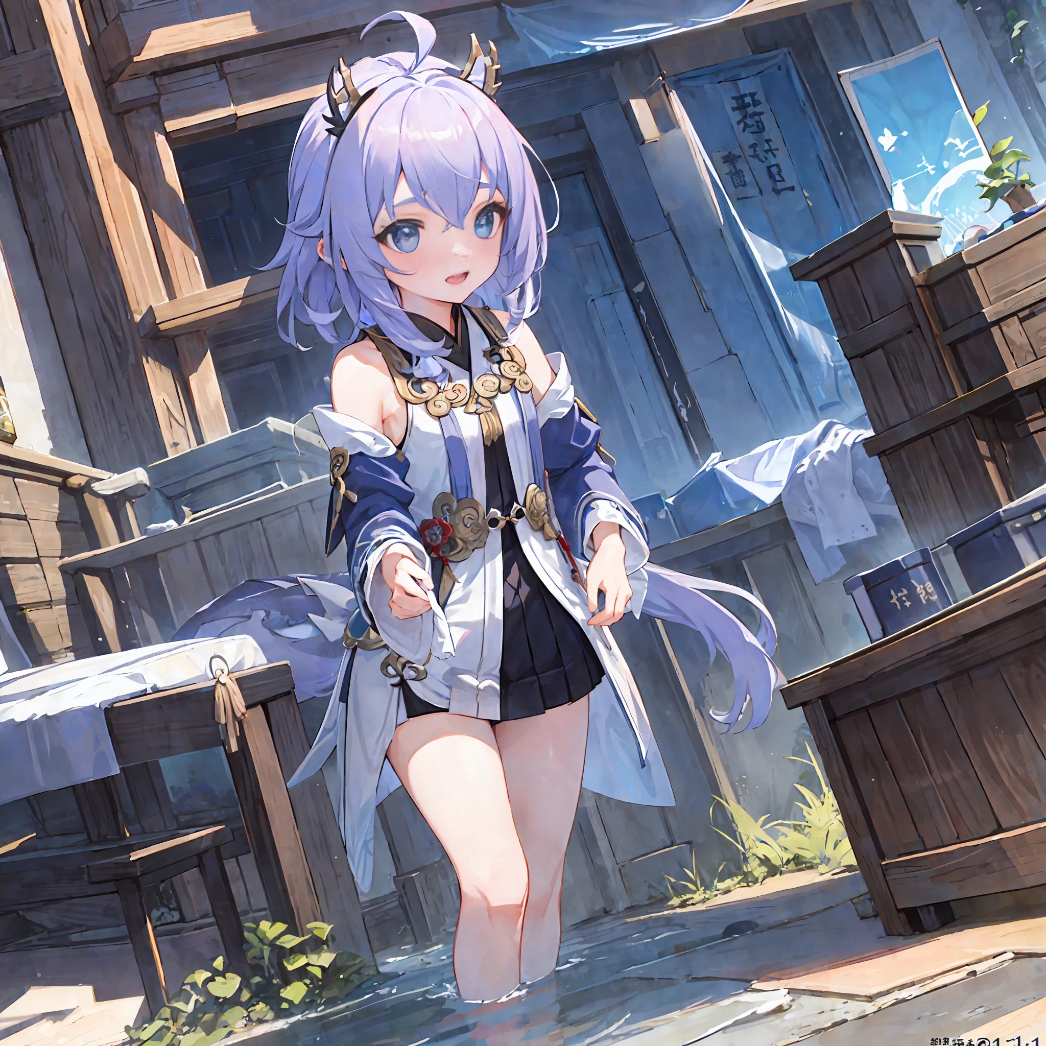 (Best Quality: 1.1), (Masterpiece: 1.1), (Illustration: 1.1), (Ultra Detail: 1.1), (Imid Shot: 0.9), 1girl, Solo, (Blush, Seductive, Sexy, Teasing: 1.6) Upper body, Short neck, Small breasts, Child (soaking in stream: 1.2), Want to cuddle, Dragon Tail, Girl, Ahoge, Blue Eyes, Jewel Eyes, Water, Fish, Ocean, (Erlongjiao: 1.3), Hanfu, Oriental Dragon,