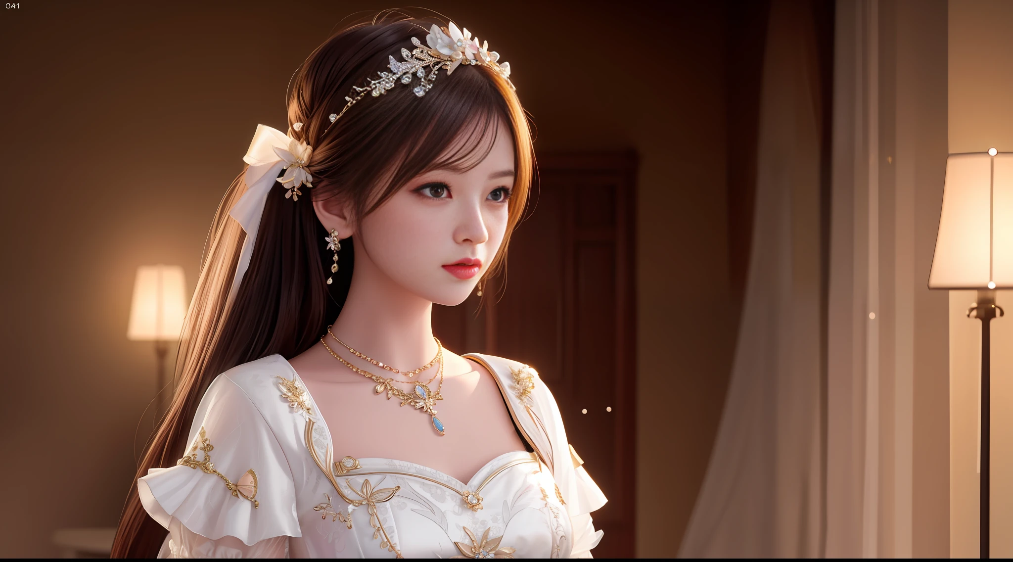 Best Quality, Masterpiece, High Resolution, 1girl, Porcelain Dress, Hair Accessories, Necklace, Jewelry, Pretty Face, On Body, Tyndall Effect, Realistic, Shadow Studio, Rim Lighting, Dual Tone Lighting, (High Detail Skins: 1.2), 8k UHD, dslr, soft light, high quality, volume light, sneak shot, photo, high resolution, 4k, 8k, background blur,