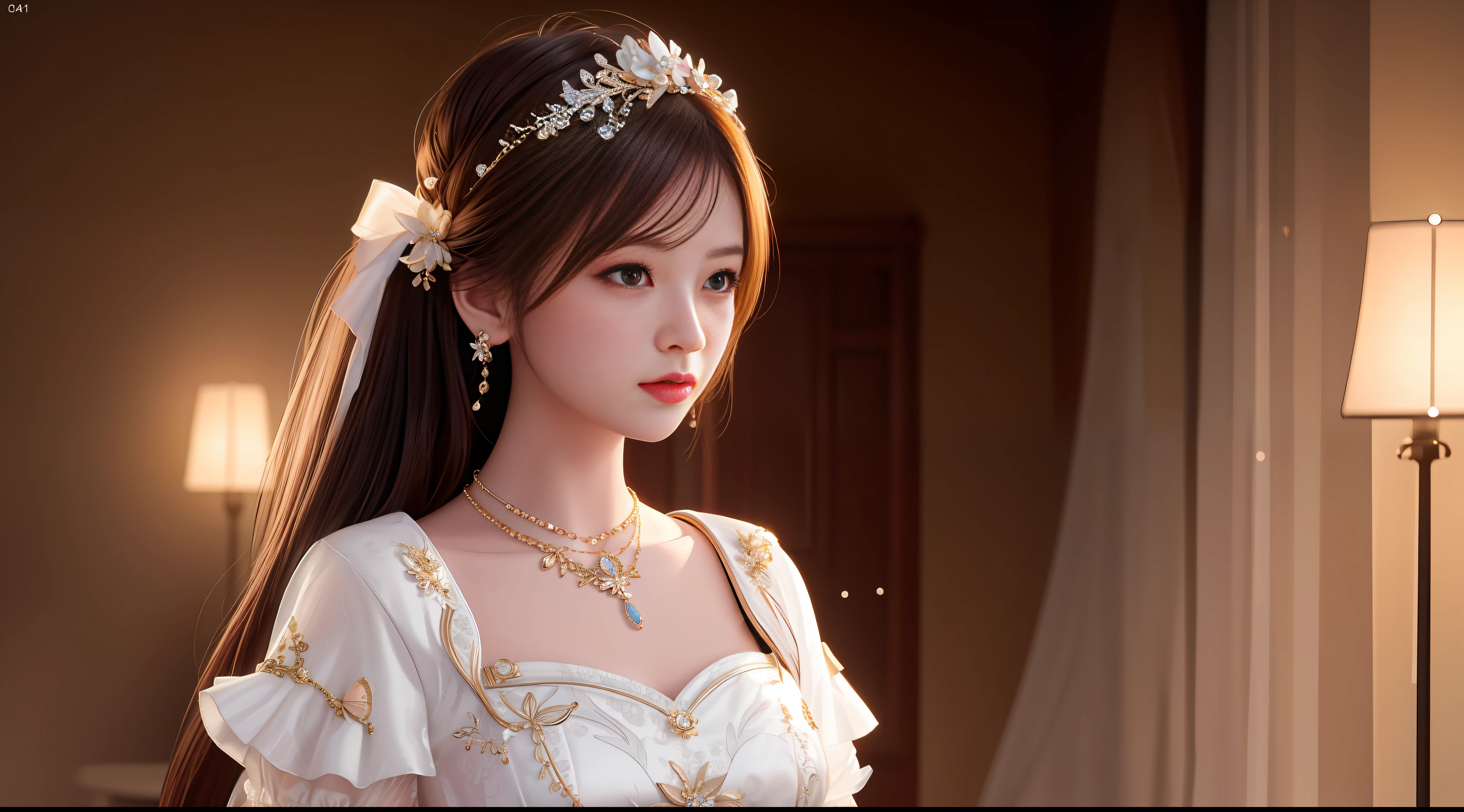 Best Quality, Masterpiece, High Resolution, 1girl, Porcelain Dress, Hair Accessories, Necklace, Jewelry, Pretty Face, On Body, Tyndall Effect, Realistic, Shadow Studio, Rim Lighting, Dual Tone Lighting, (High Detail Skins: 1.2), 8k UHD, dslr, soft light, high quality, volume light, sneak shot, photo, high resolution, 4k, 8k, background blur,