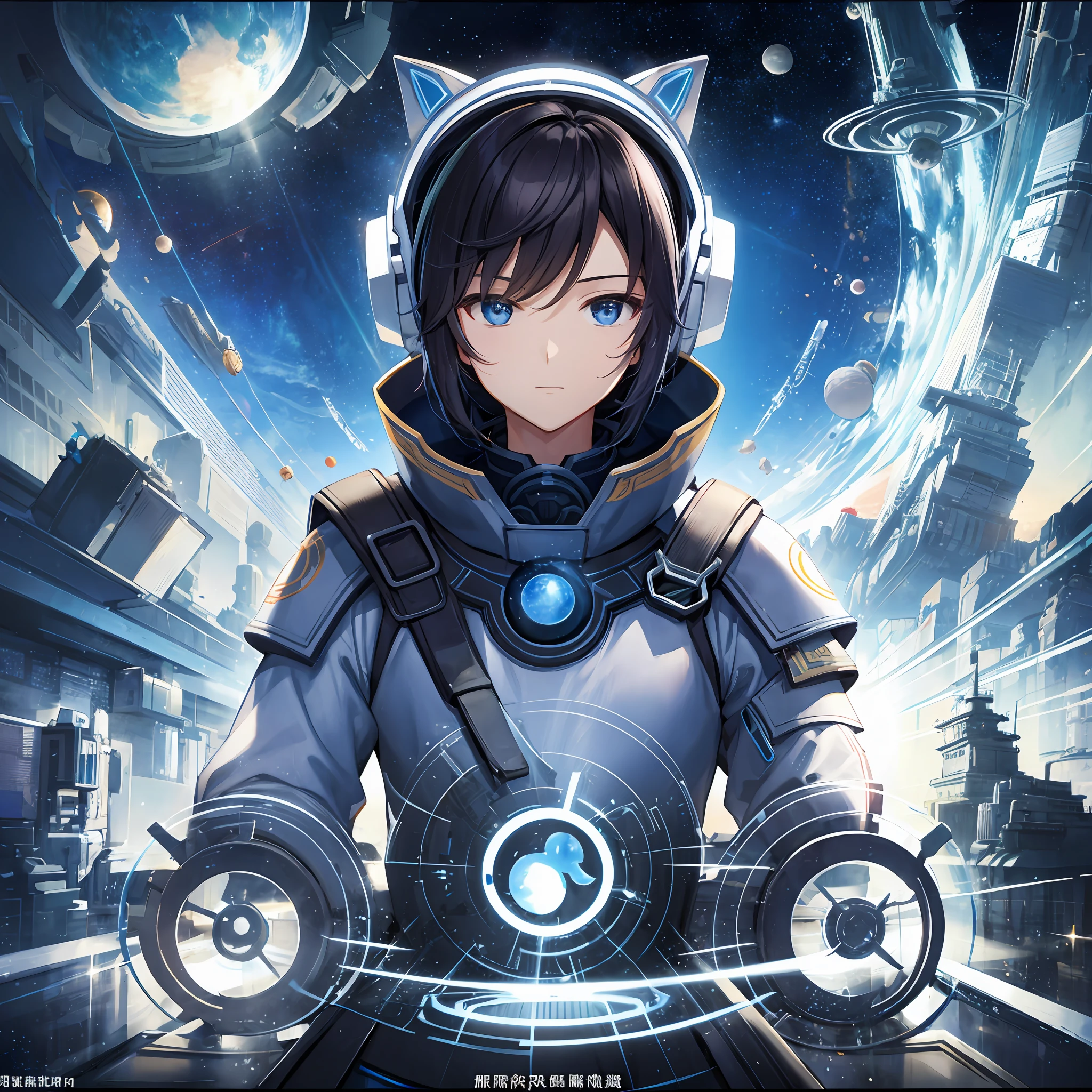 Cosmic space, Lots of ships, Sense of technology, war, the planet, Resolute Chinese male character avatar --auto --s2