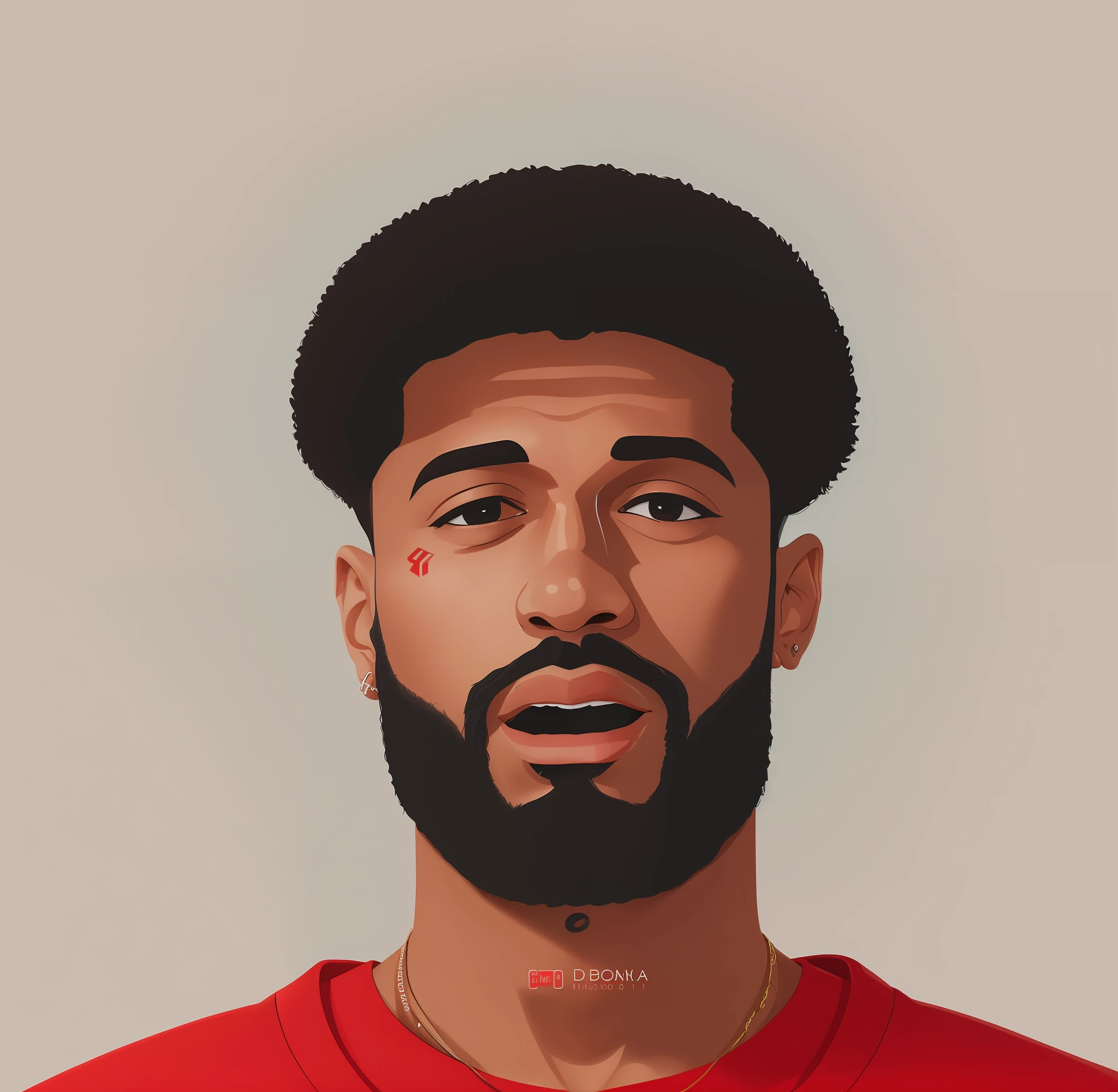 A closeup of this a man with a beard and red shirt, manages the whole body, high quality 16k digital art, digital art. @mariomaniacdude, 1:1 hyper illustration, #1 digital painting of all time, #1 digital painting of all time, in digital illustration style, nipsey hussle, digital painted, high quality portrait --auto --s2