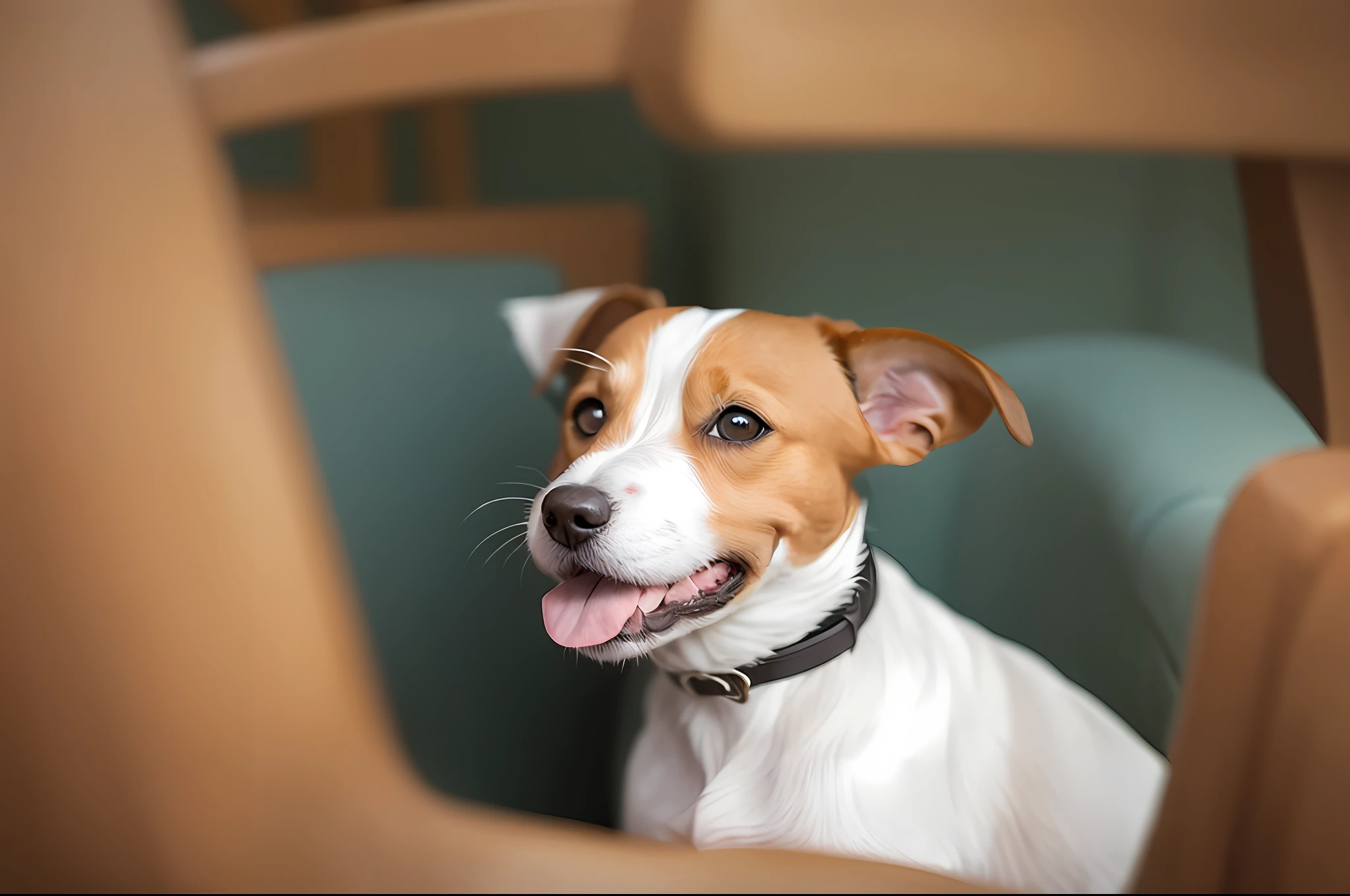 there is a dog that is sitting in a chair with a remote, jack russel terrier surprised, jack russel dog, by Emma Andijewska, jack russel terrier, portrait of mischievous, charming sly smile, portrait of small, a still of a happy, he is very happy, portrait of dog, with a happy expression