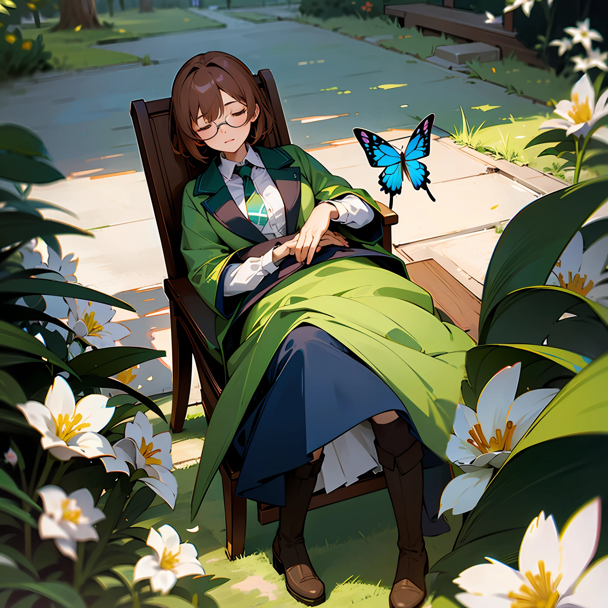 Green plants, white flowers, green leaves