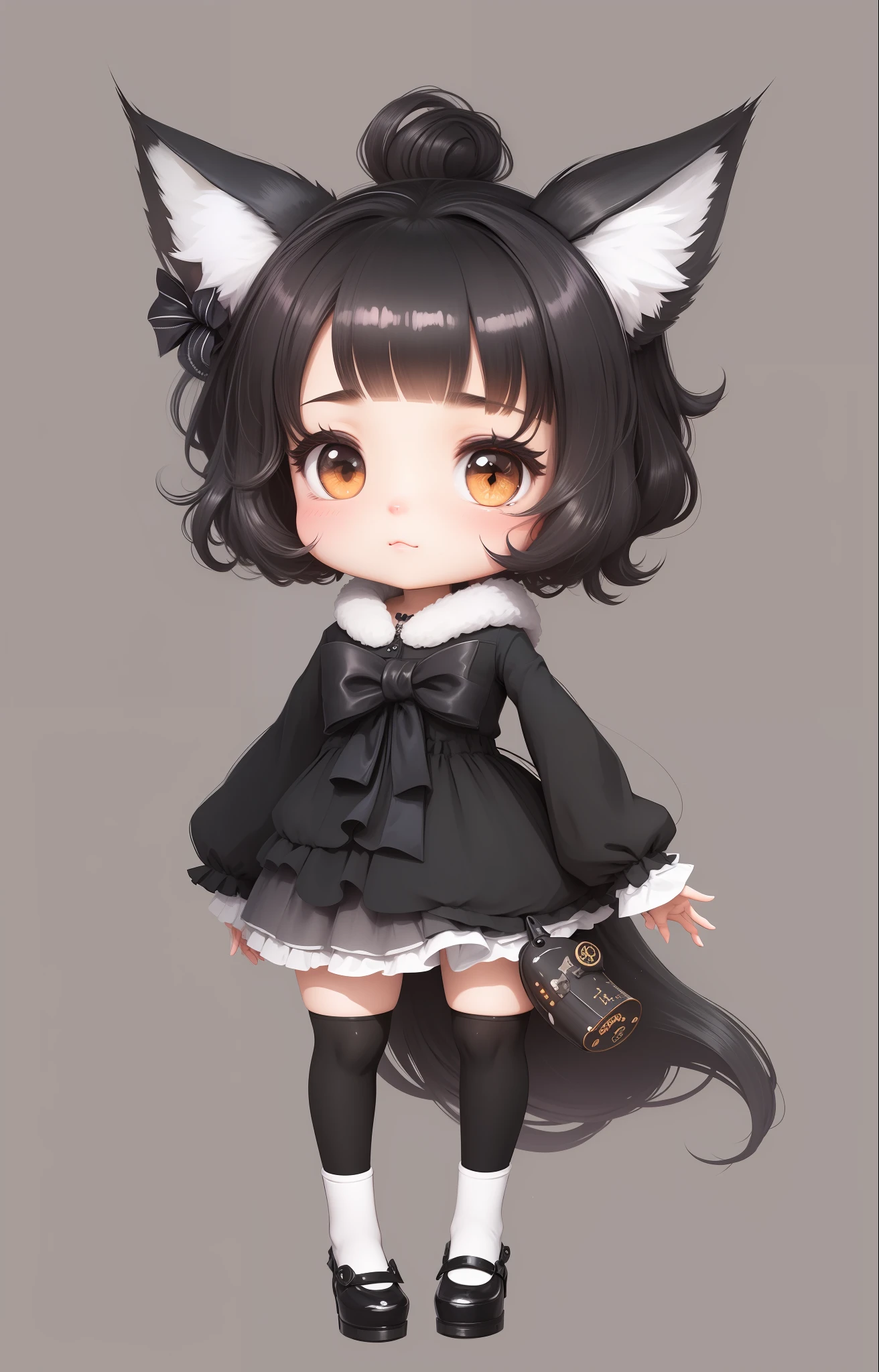 a drawing of a girl with a cat ears and a dress, extremely fine ink lineart, lineart, thick lineart, thick black lineart, clean lineart, simple lineart, girl with fox ears, female furry mini cute style, clean anime outlines, line art!!, anime style drawing, cute anime catgirl, perfect lineart
