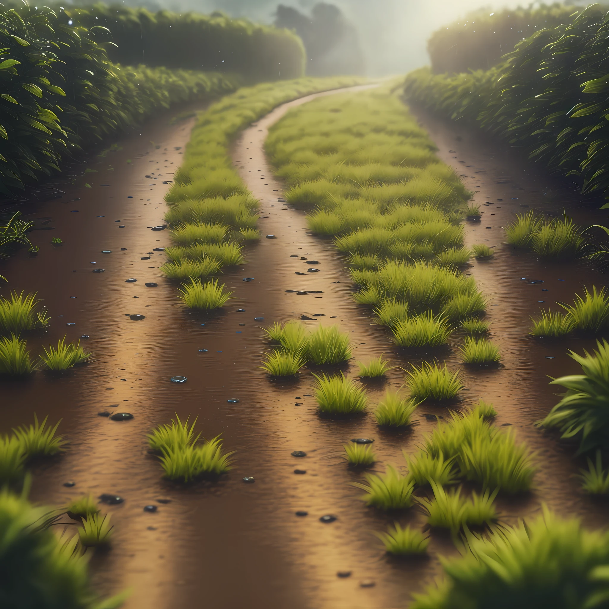 Realistic ant 3d, up close view, realistic environment, farm trail,wet streets, raindrops,dynamic light, realistic detailed photo.