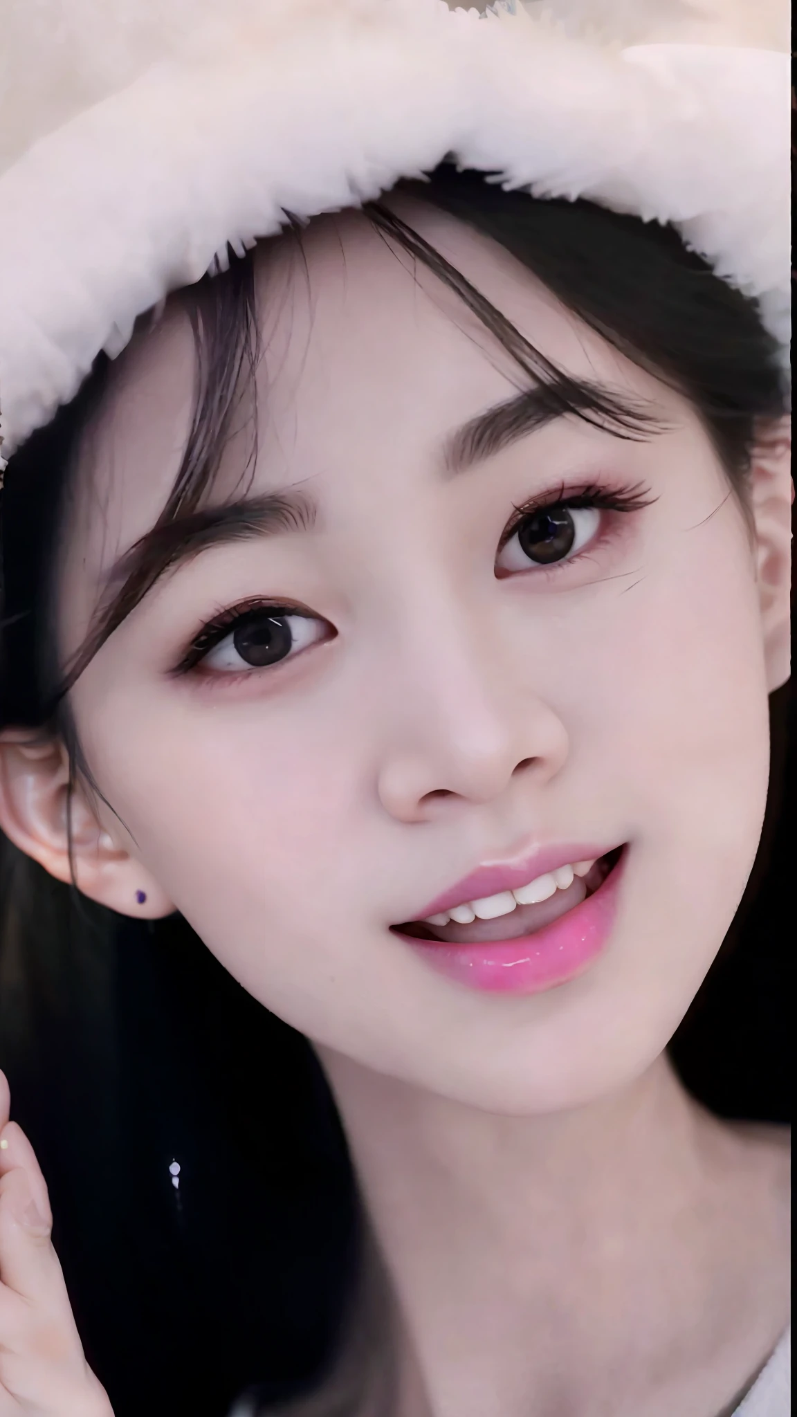there is a woman that is holding a cell phone up, wan adorable korean face, young cute wan asian face, young adorable korean face, ruan jia beautiful!, with cute doting eyes, inspired by Ma Yuanyu, ruan cute vtuber, inspired by Zhou Wenjing, her face looks like an orchid, young wan angel, sha xi