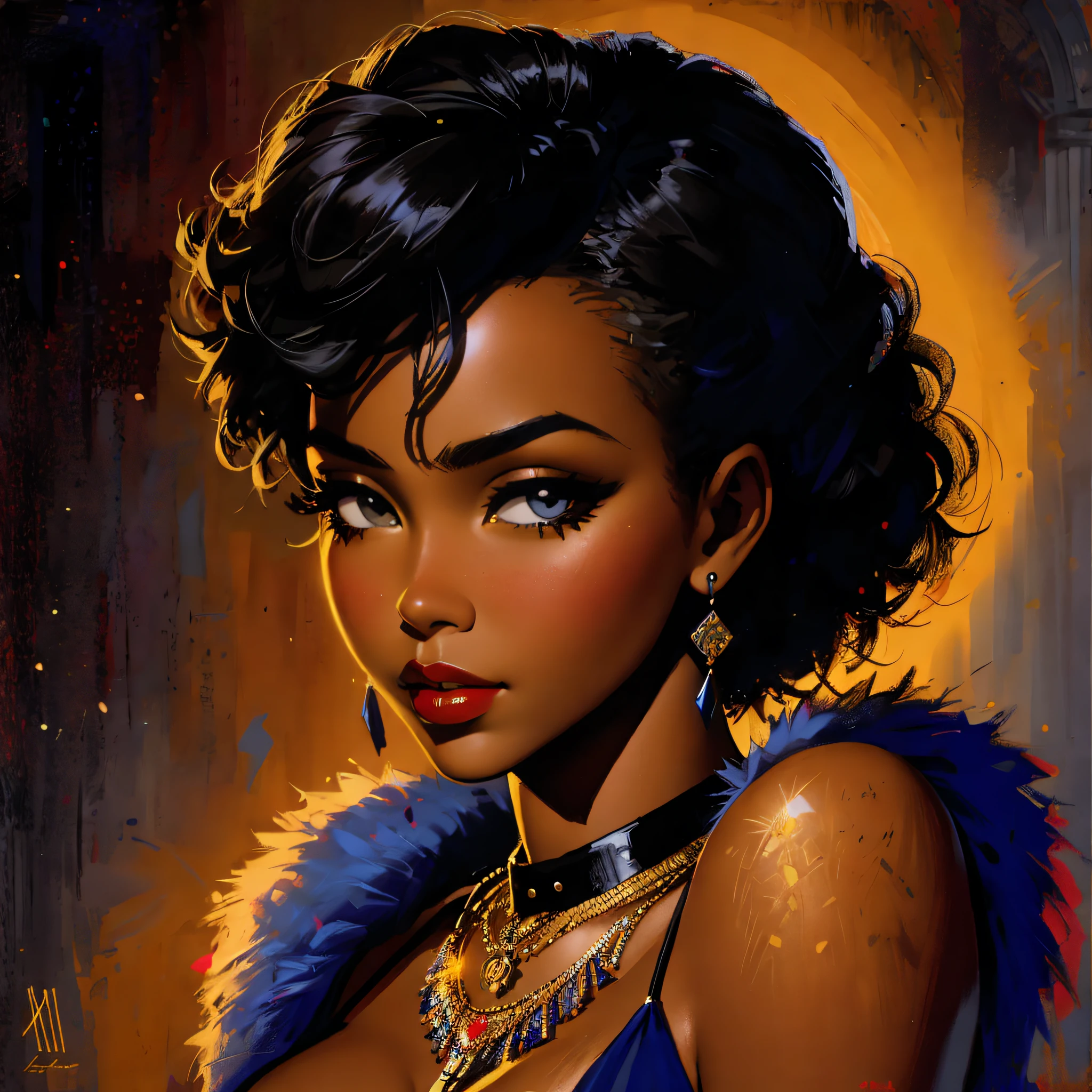 hyperrealistic mixed media painting,  rim lighting , sharp focus, beautiful  Guinean woman, trending on artstation, extremely detailed, by milton caniff