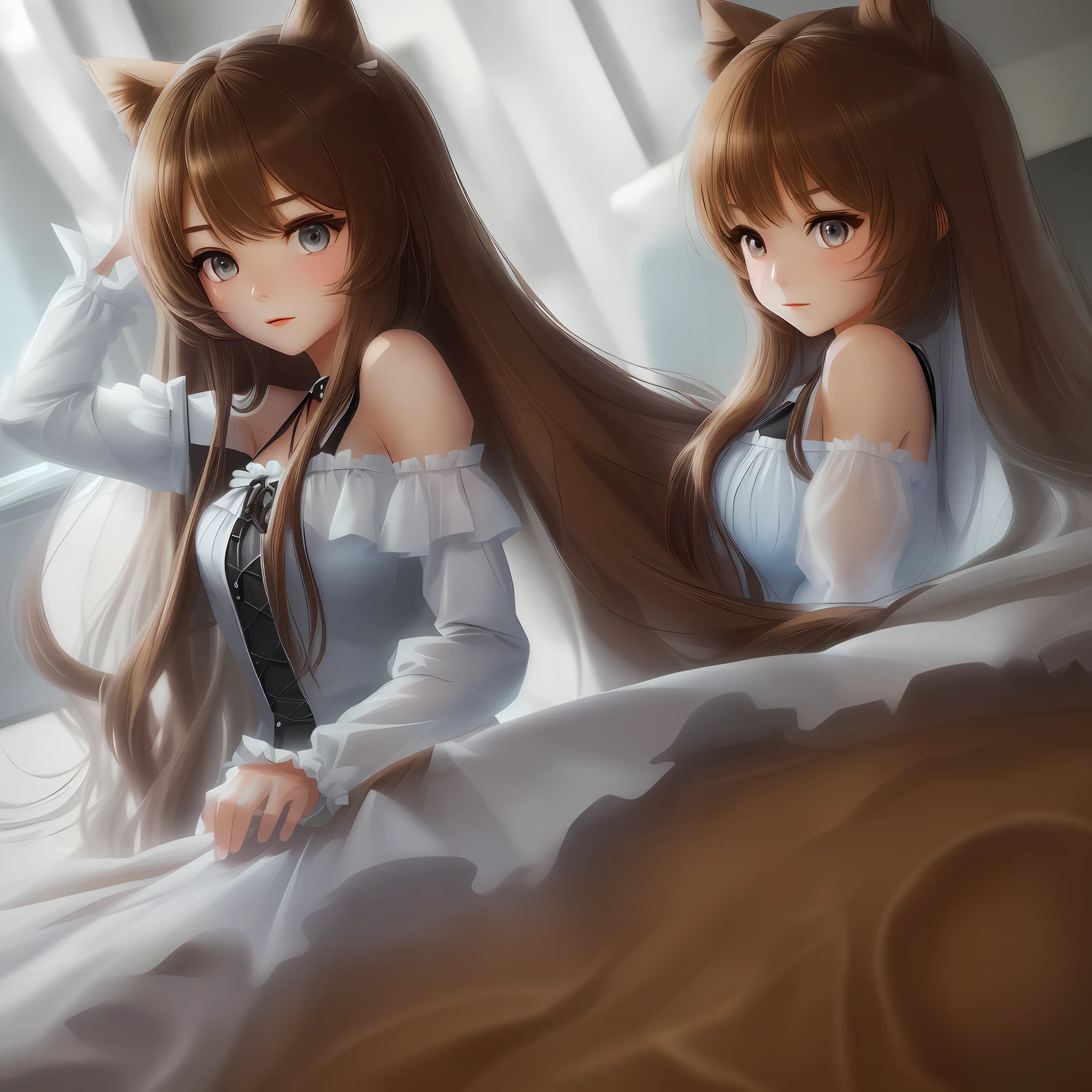 ((Top Quality, 8k, Masterpiece: 1.3)), Sharp Focus: 1.2, Perfect Body Pretty Woman: 1.4, Slender Abs: 1.2, ((Dark Brown Hair, Big: 1.2)), Long Shirt (White Button Up: 1.1)), Lab: 1.2, Highly Detailed Face and Skin Texture, Detailed Eyes, Double Eyelids, (((GTS, looming, cramped, bedroom)))), One Woman, (Full Body ), (huge chest)))),