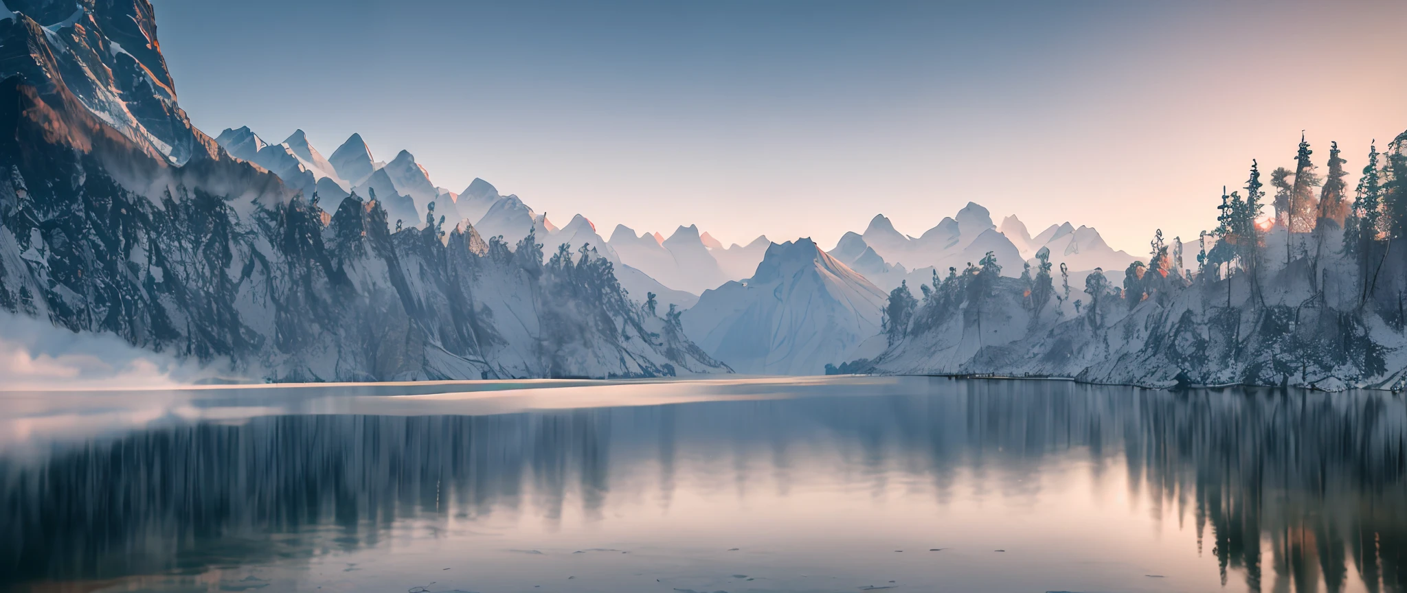 Lake surrounded by K2 Mountain Drone View, Himayara