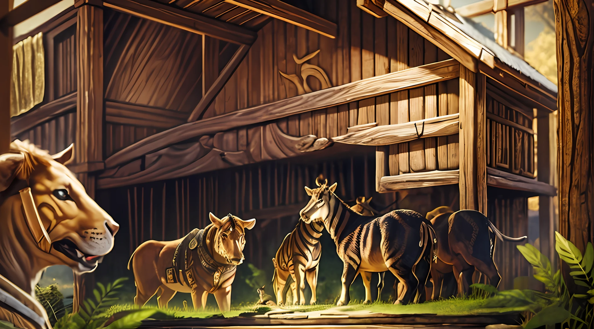 masterpiece, best quality, Noah's ark, with animals embarking in pairs, while Noah and his family watch with hope, extremely detailed CG unit wallpaper 8k, intricate details, best ratio four fingers and a thumb, clothes from the time of biblical times of the Old Testament, late, better light and shadow, serious, ointment, depth of field --auto --s2