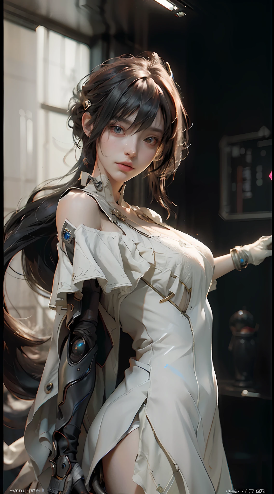 ((Best quality)), ((masterpiece)), (detailed:1.4), 3D, an image of a beautiful cyberpunk female,HDR (High Dynamic Range),Ray Tracing,NVIDIA RTX,Super-Resolution,Unreal 5,Subsurface scattering,PBR Texturing,Post-processing,Anisotropic Filtering,Depth-of-field,Maximum clarity and sharpness,Multi-layered textures,Albedo and Specular maps,Surface shading,Accurate simulation of light-material interaction,Perfect proportions,Octane Render,Two-tone lighting,Wide aperture,Low ISO,White balance,Rule of thirds,8K RAW,