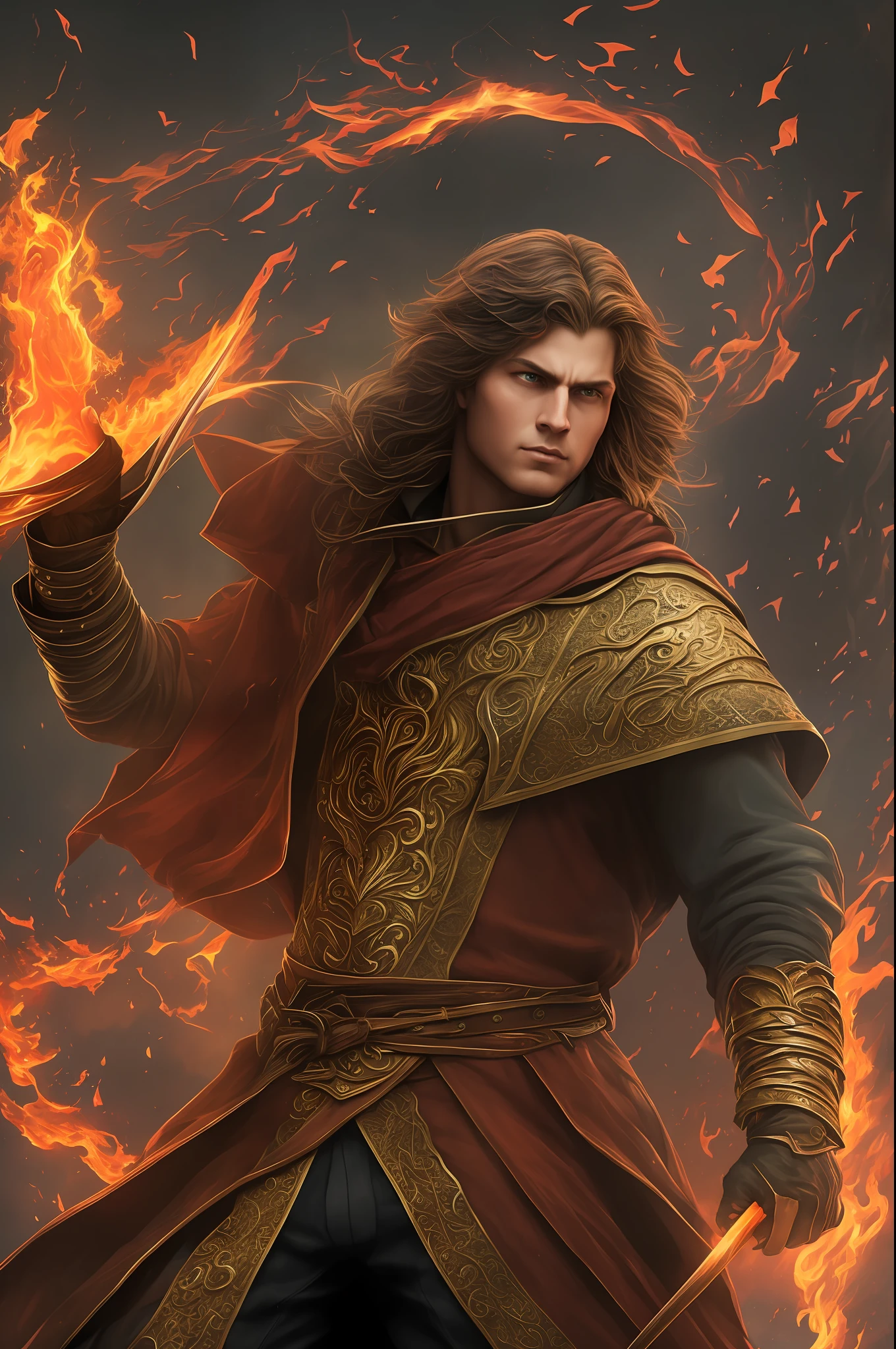 Immerse yourself in the world of magic and courage with a full-body portrait of a young wizard stepping forward, prepared for an imminent battle. Against a dramatic backdrop of swirling flames, this brave wizard stands tall, embodying determination and resilience.
With a resolute expression on his face, the young wizard exudes a sense of unwavering bravery. His eyes pierce through the chaos, focused on the challenges that lie ahead. Every muscle in his body is tense, ready to unleash his formidable magical abilities.
The fiery background serves as a symbol of the intensity and danger of the impending battle. Flames dance and lick the air, casting an ominous glow on the scene. Shades of red, orange, and yellow blend together, creating a dynamic and volatile atmosphere that heightens the sense of urgency.
The wizard's attire reflects his readiness for combat. His robes, adorned with intricate details and rich hues, billow around him as if caught in the turbulent currents of magic. Symbols of protection and power are emblazoned on his garments, demonstrating his dedication to the path of valor.
With one hand, he grasps his wand firmly, prepared to unleash spells with precision and skill. The other hand is raised, fingers poised, indicating his command over the forces of magic. Sparks of energy crackle and dance along the length of his wand, ready to be unleashed upon his adversaries.
Through masterful artistic techniques, capture the fluidity of his movement and the intensity of the flames. Let the interplay of light and shadow accentuate his heroic stature and bring depth to the portrait. The contrast between the young wizard's determined countenance and the fiery chaos that surrounds him symbolizes his unwavering resolve in the face of adversity.
May this powerful portrait inspire viewers to find their own inner strength and face challenges with bravery and determination.
