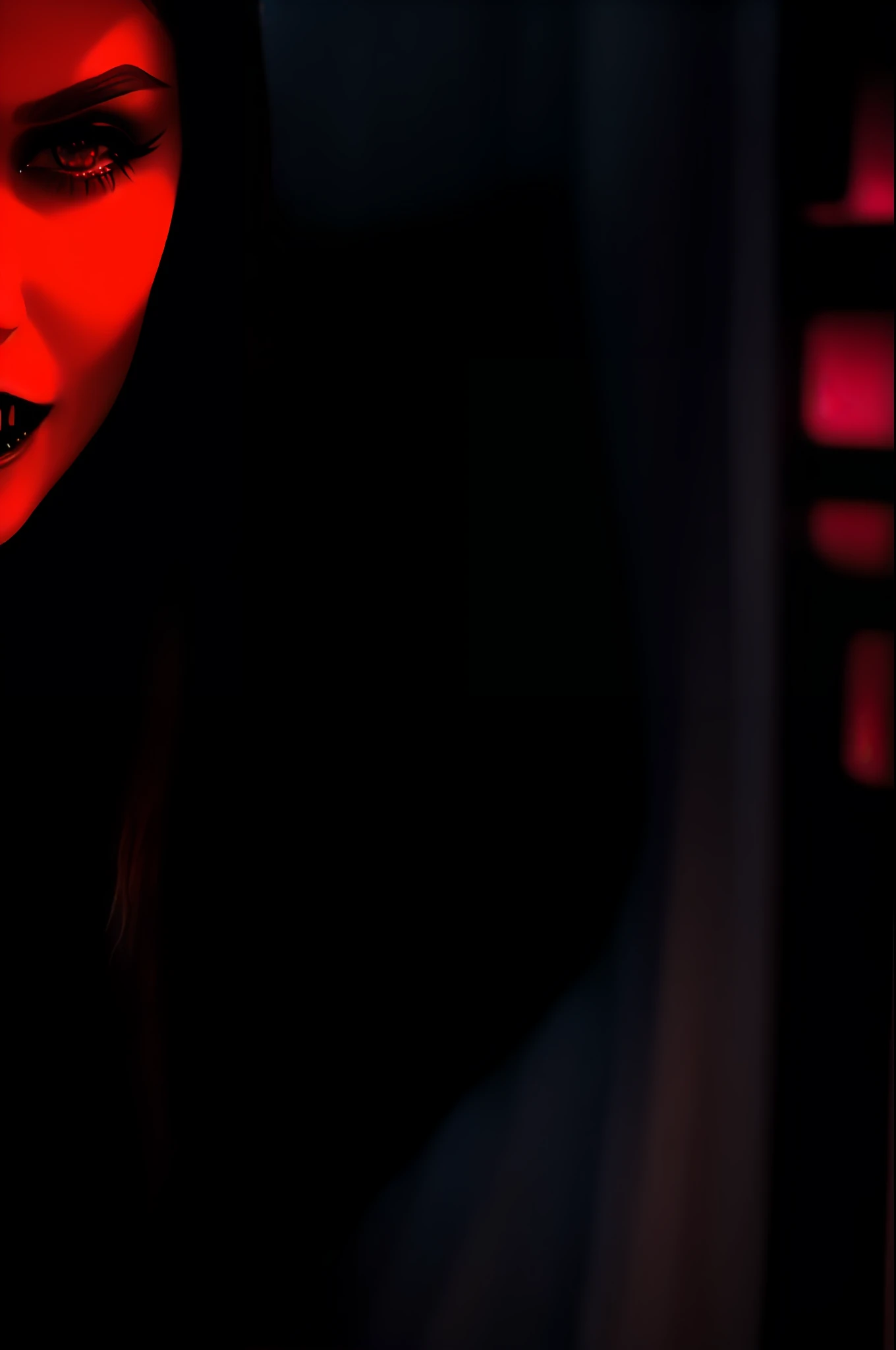 (OOKZAVampire style:1.2), award winning photo, photorealistic, female (vampire), white nightgown, seductive, (snarling at camera:1.1), (fangs bared:1.3), red lips, (blood on lips:1.3), Victorian, crypt, candlelight, cinematic lighting, backlit, undercut hairstyle, digital painting, concept art, smooth, sharp focus, rule of thirds, dark fantasy, intricate details, 8x
