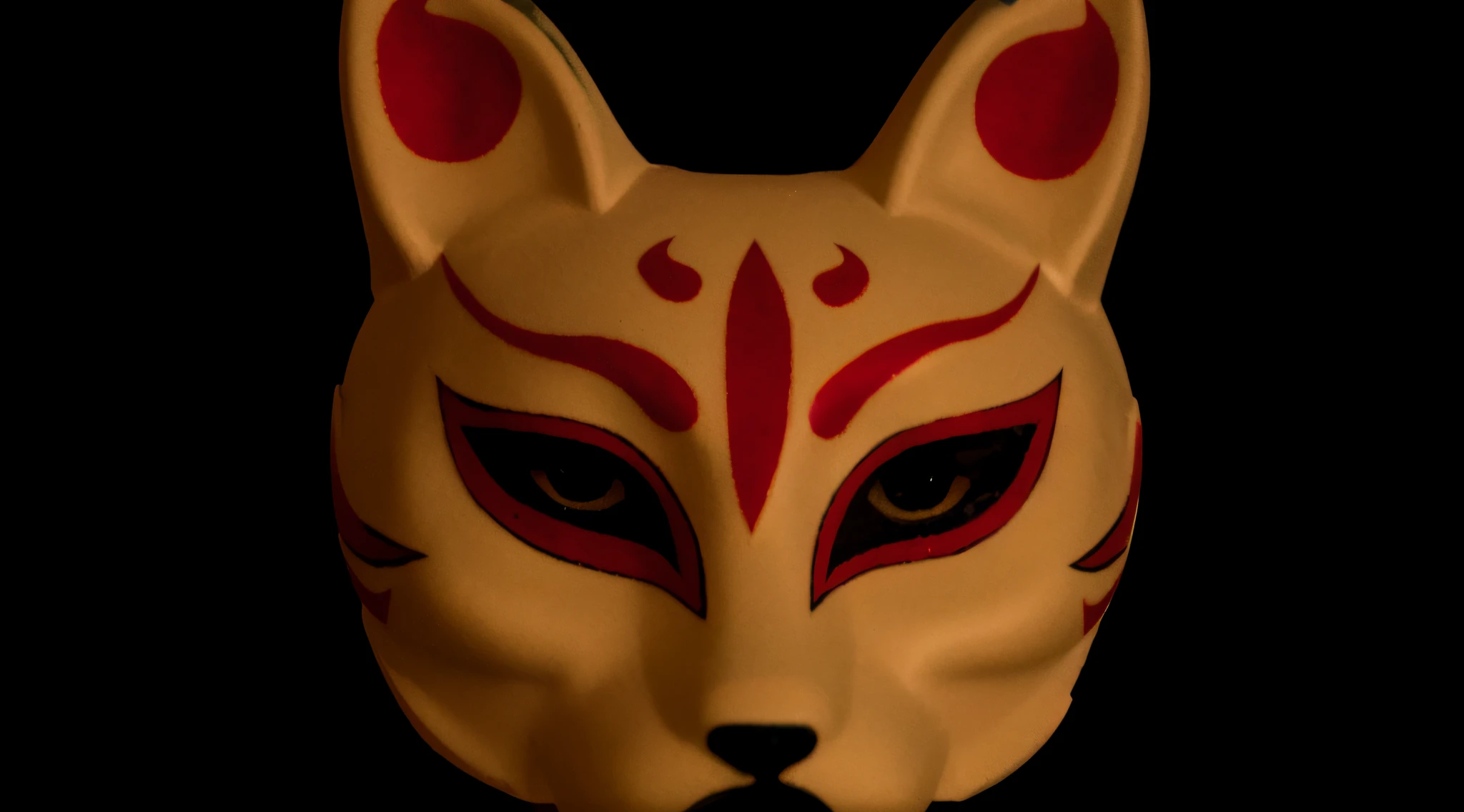 Araffe Mask with Red and White Drawings, Kitsune Mask, Kitsune Mask On The Head, Using a Kitsune Mask, With Kitsune Mask, Kitsune, Amaterasu, Neko, Kabuki Mask, Okami, Kitsune Three - Tail Fox, Nekomimi, Mask, Kitsune-inspired Armor, Painting, Logo --auto --s2