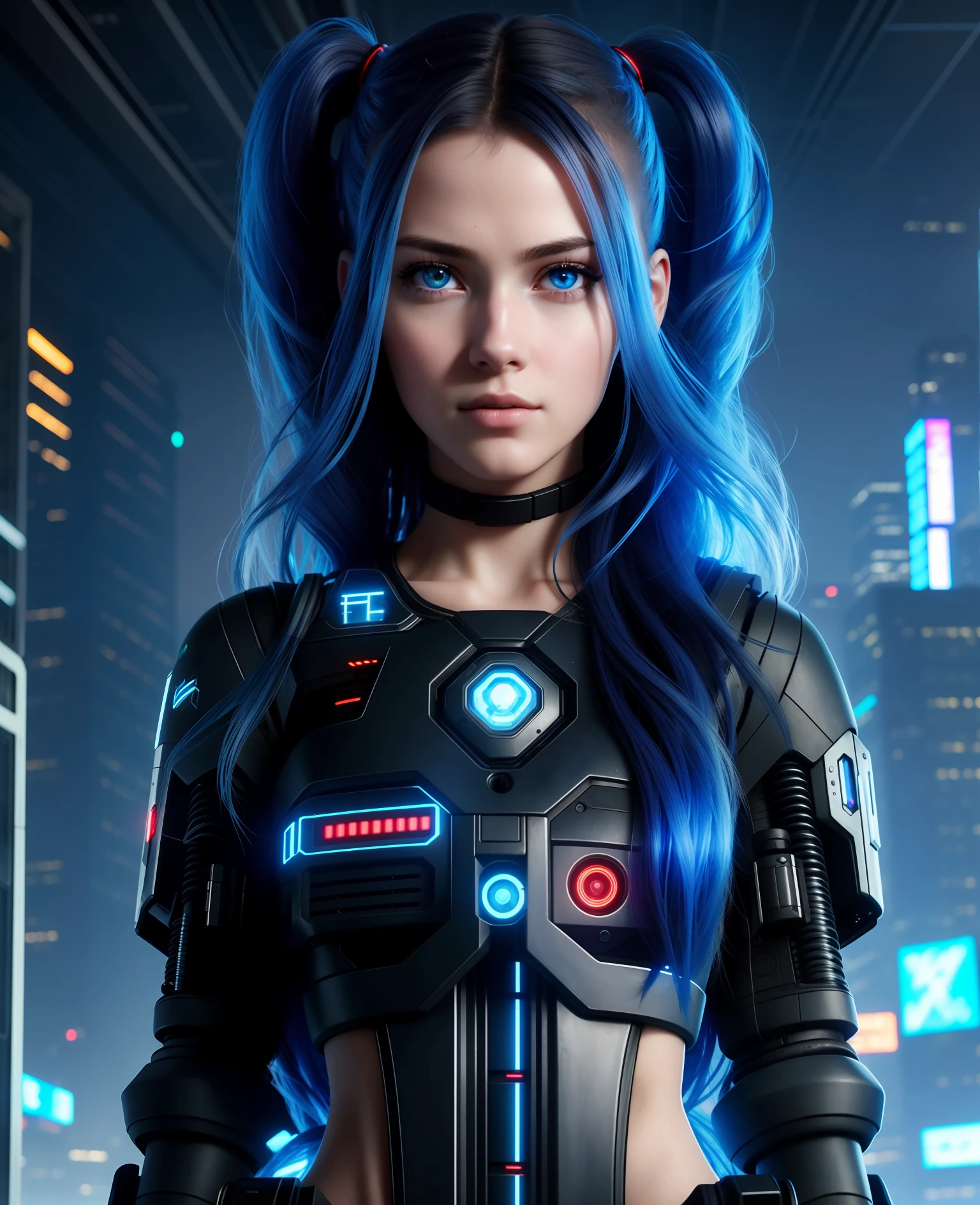 cyberpunk girl,long locks roza hair,blue eyes,8k,robot,detailed all,staring at viewer,movie lighting,detailed backdrop,