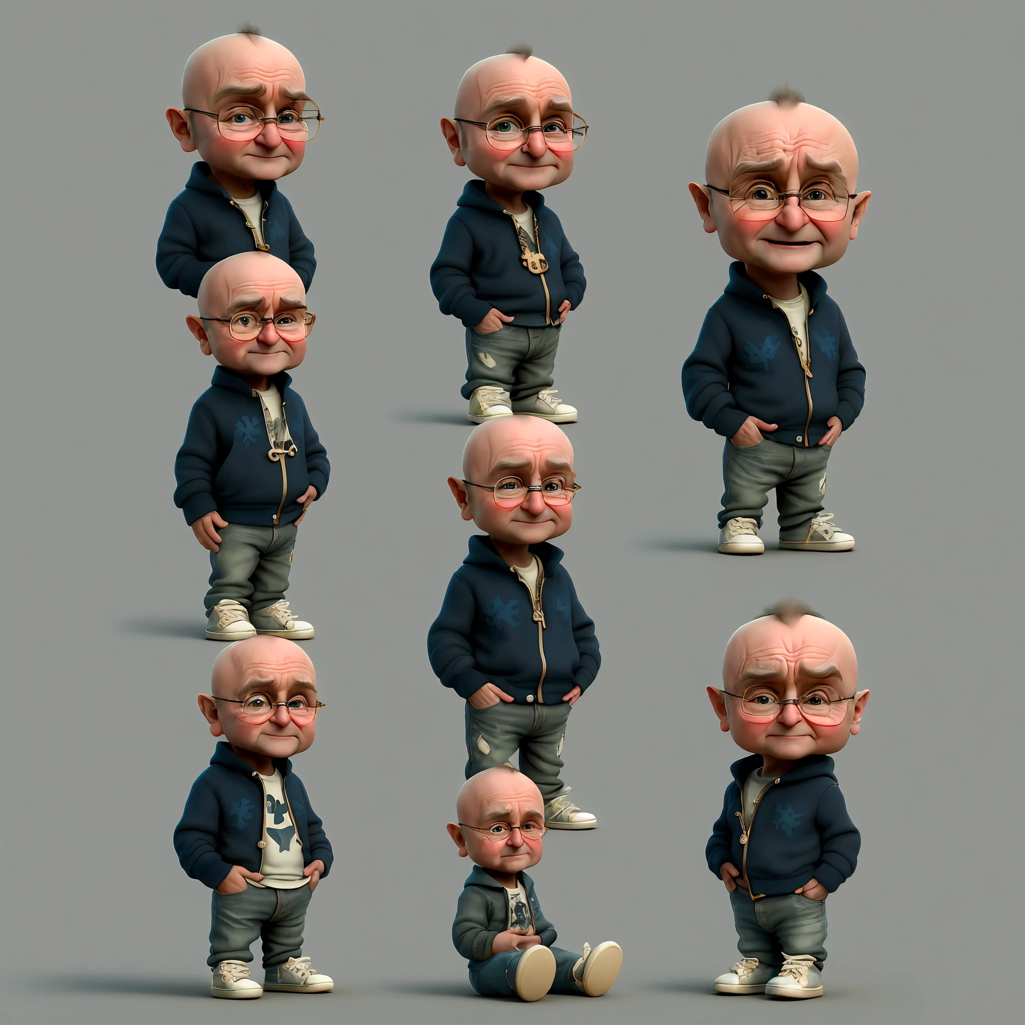 cbzbb, Phil Collins, single, full body, character, cute, small, beautiful, deviant art, trending art station, digital art, detailed, cute, realistic, humanoid, character, tiny, cinematic sho, cinematic lights, Phil Collins, looks happy