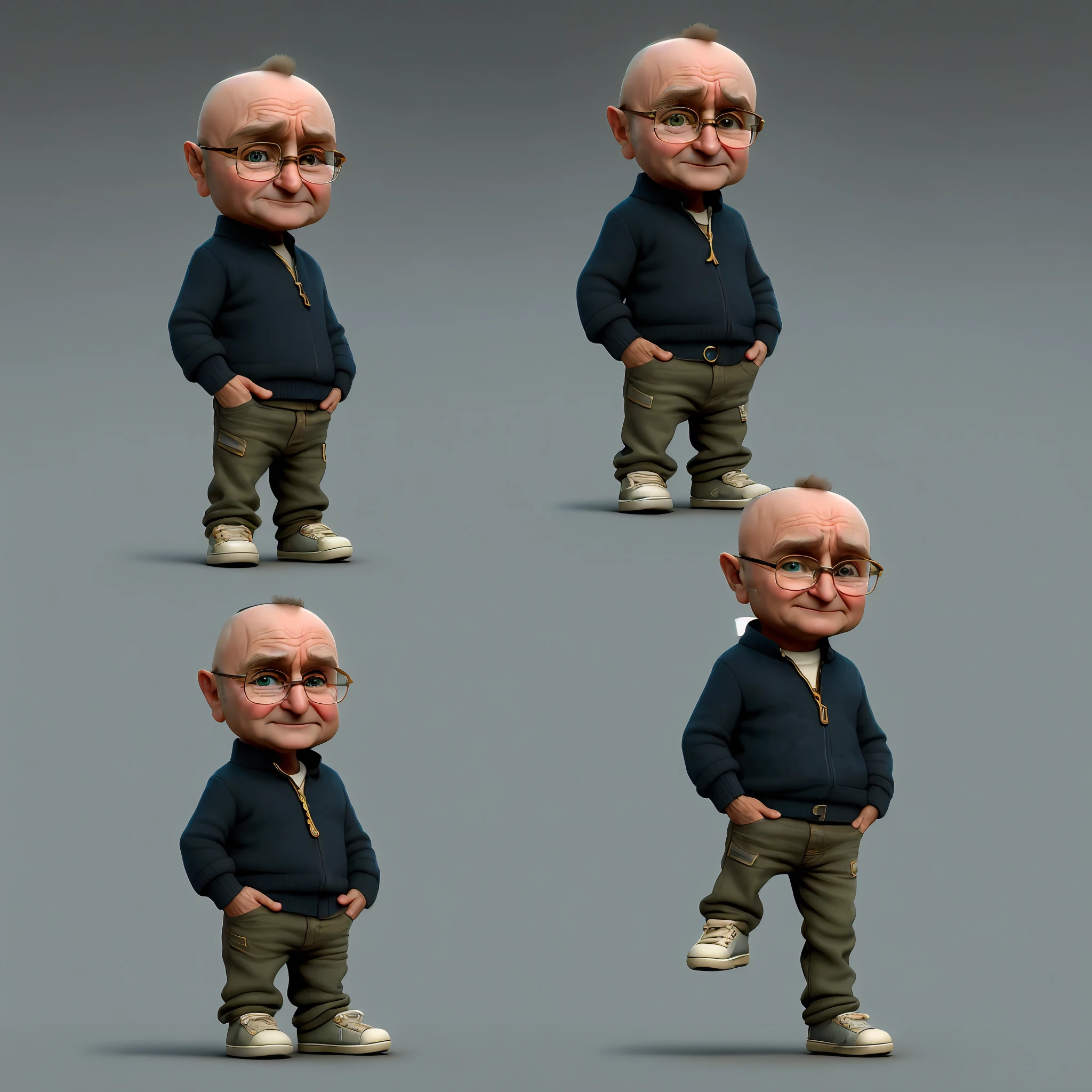 cbzbb, Phil Collins, single, full body, character, cute, small, beautiful, deviant art, trending art station, digital art, detailed, cute, realistic, humanoid, character, tiny, cinematic sho, cinematic lights, Phil Collins, looks happy