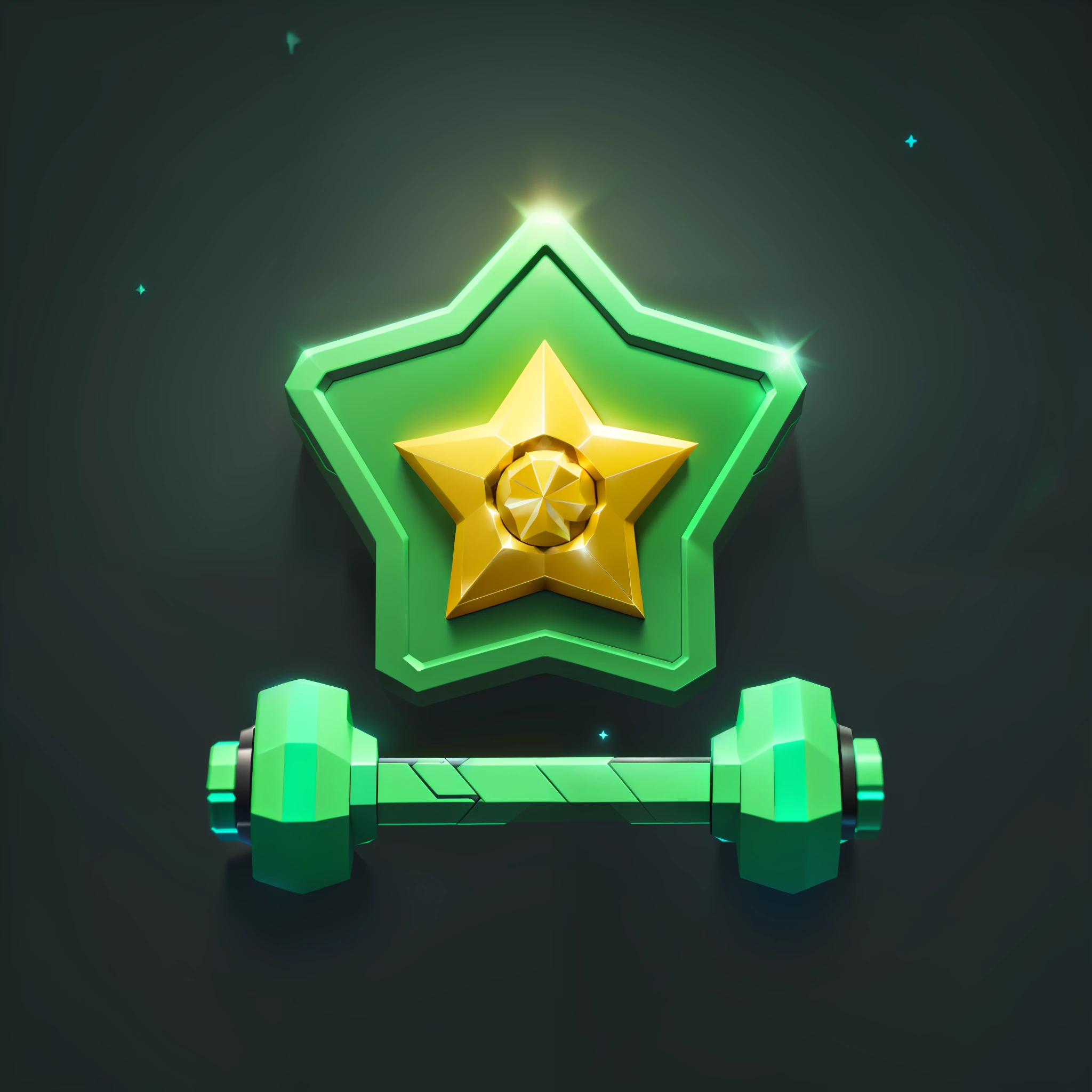 a close up of a star shaped object with a barbell, 3 d icon for mobile game, game icon stylized, game icon asset, item art, mobile game asset, game ui asset design, game asset, brawl stars, stylized 3 d, stylized game art, ability image, legendary item, muscular! green, 2d game asset