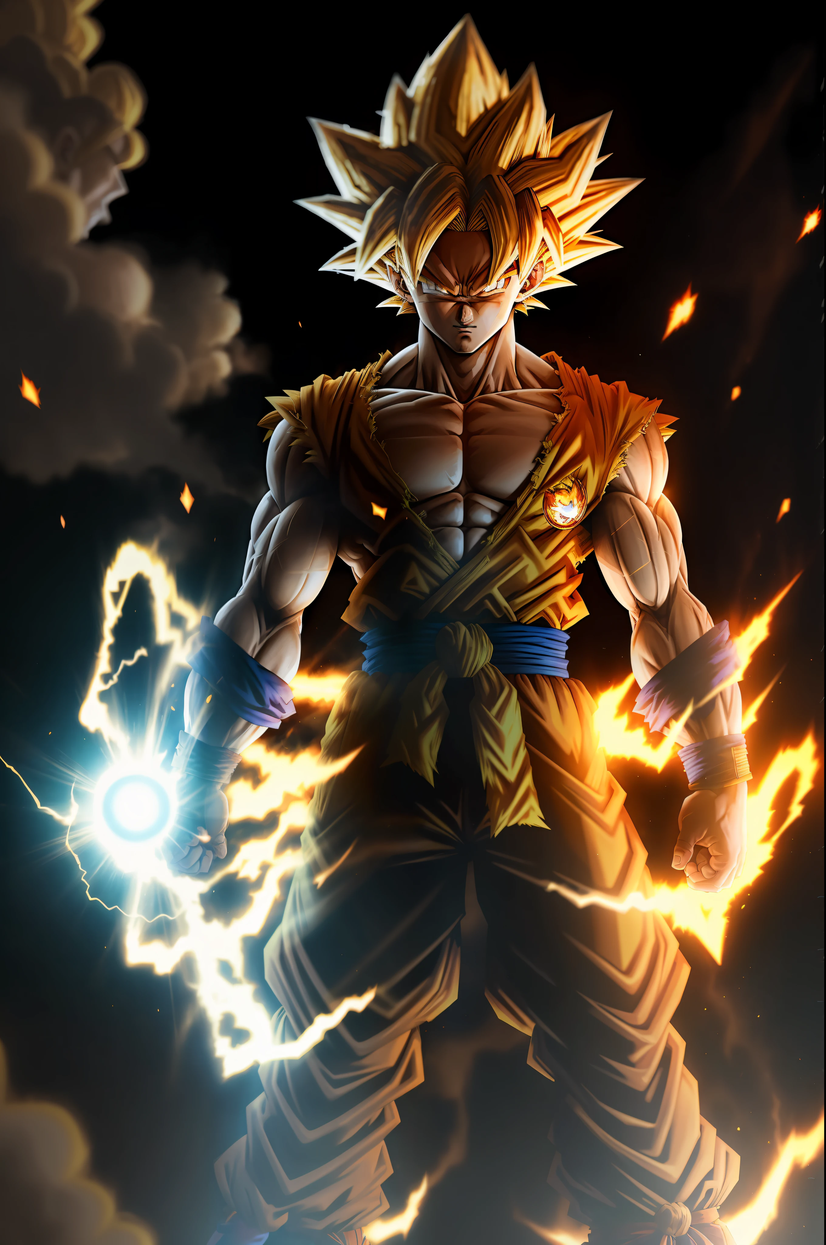 Masterpiece, best quality, Goku, Super Saiyan, yellow hair