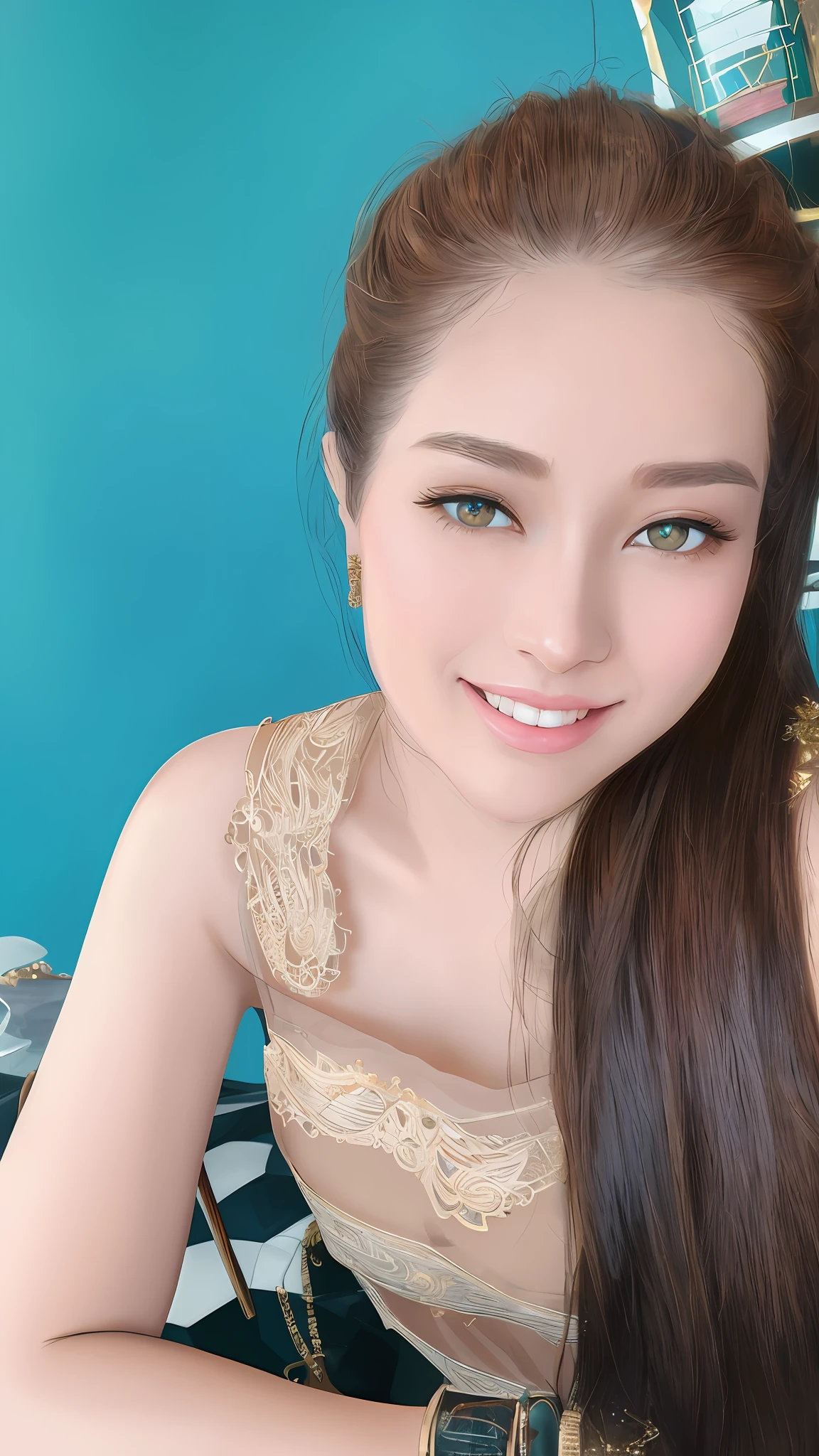8k portrait of beautiful cyborg with brown hair, intricate, elegant, highly detailed, majestic, digital photography, art by artgerm and ruan jia and greg rutkowski surreal painting gold butterfly filigree, broken glass, (masterpiece, sidelighting, finely detailed beautiful eyes: 1.2), hdr, mature woman, studying, gold bracelet, diamond pendant,