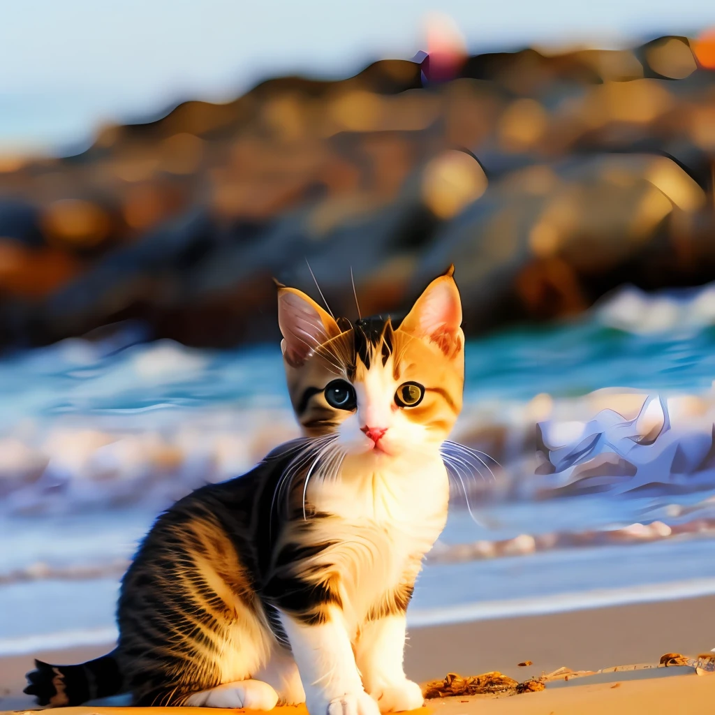 baby CAT in The beach --auto --s2