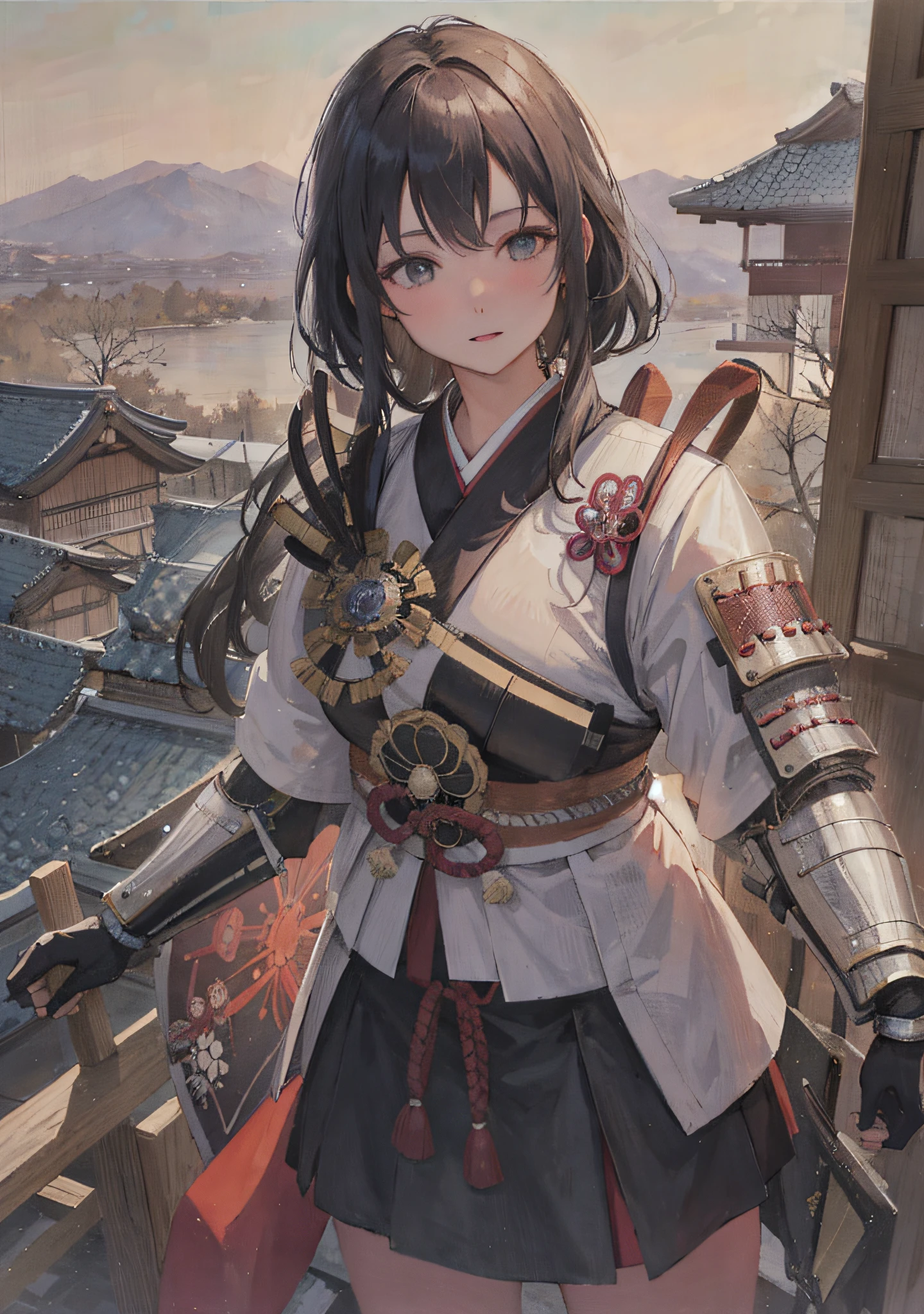 anime girl in a white and black outfit holding a sword, guweiz, artwork in the style of guweiz, palace , a girl in hanfu, best anime 4k konachan wallpaper, badass anime 8 k, anime style 4 k, clothed in old samurai uniform, from arknights, wearing kimono armor