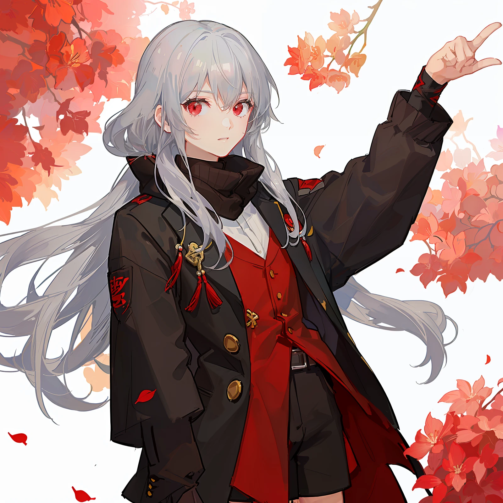 An Akira Tori style character loves gray hair, sharingan