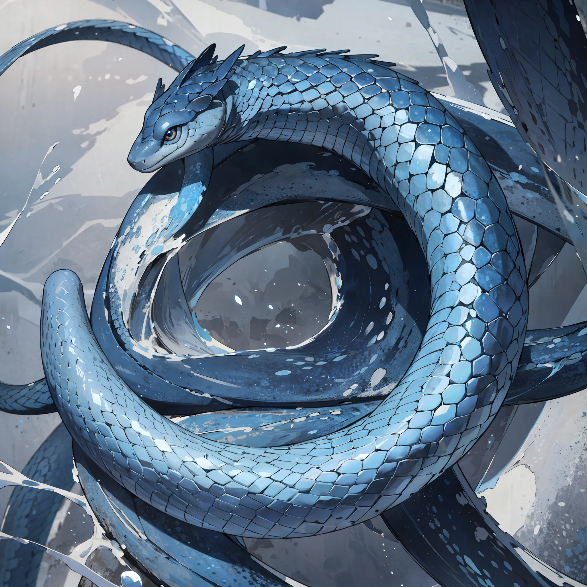 ultra-detailed frozen blue snakes, no people, high resolution