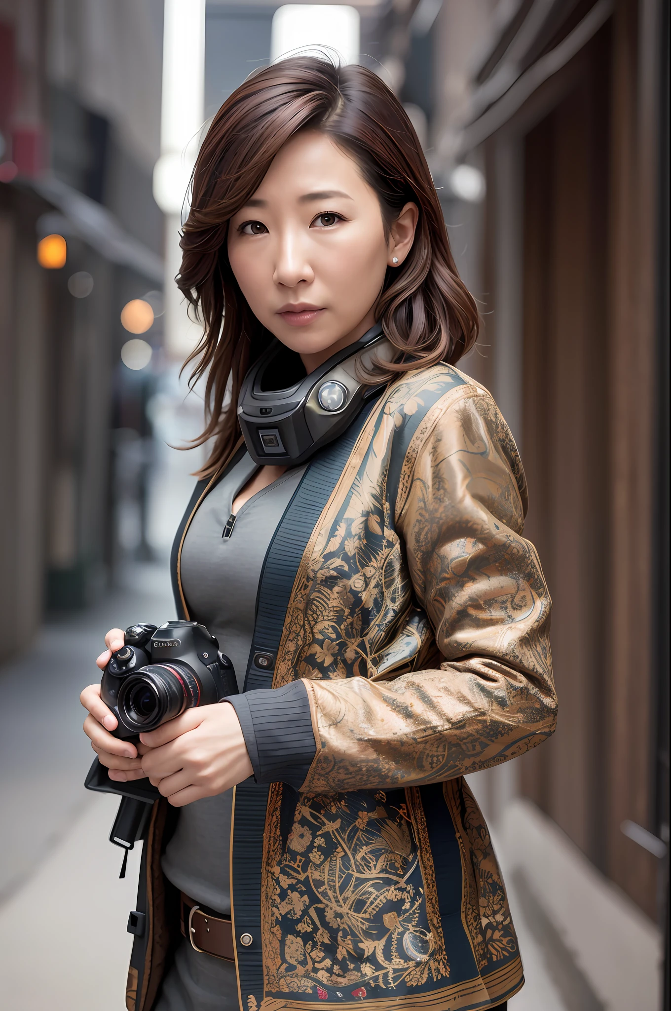 High definition picture quality, 8k photo, intricate details: 1.2, cinematic lighting, American actress Sandra Oh, pilot clothes, , , , --q 1, DSLR --v 6 --s2