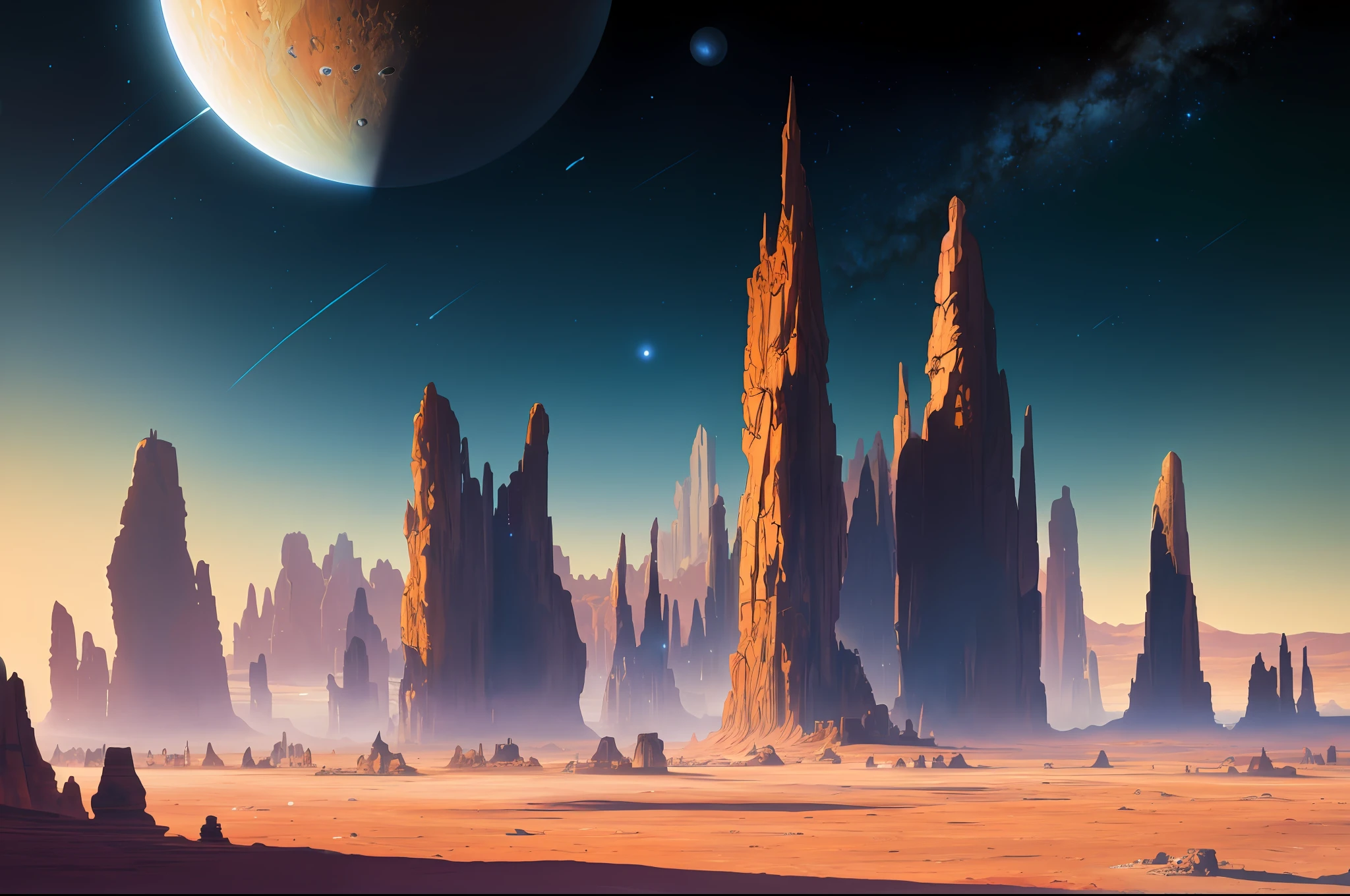 Oil painting on matte canvas, crisp detail, vast sci-fi space landscape Ceres colony, intricate, grandiose, highly detailed, digital painting, rich colors, smooth, clear focus, illustrations, Unreal Engine 5,8K, artgerm and art by Greg Rutkowski and Alphonse Muya