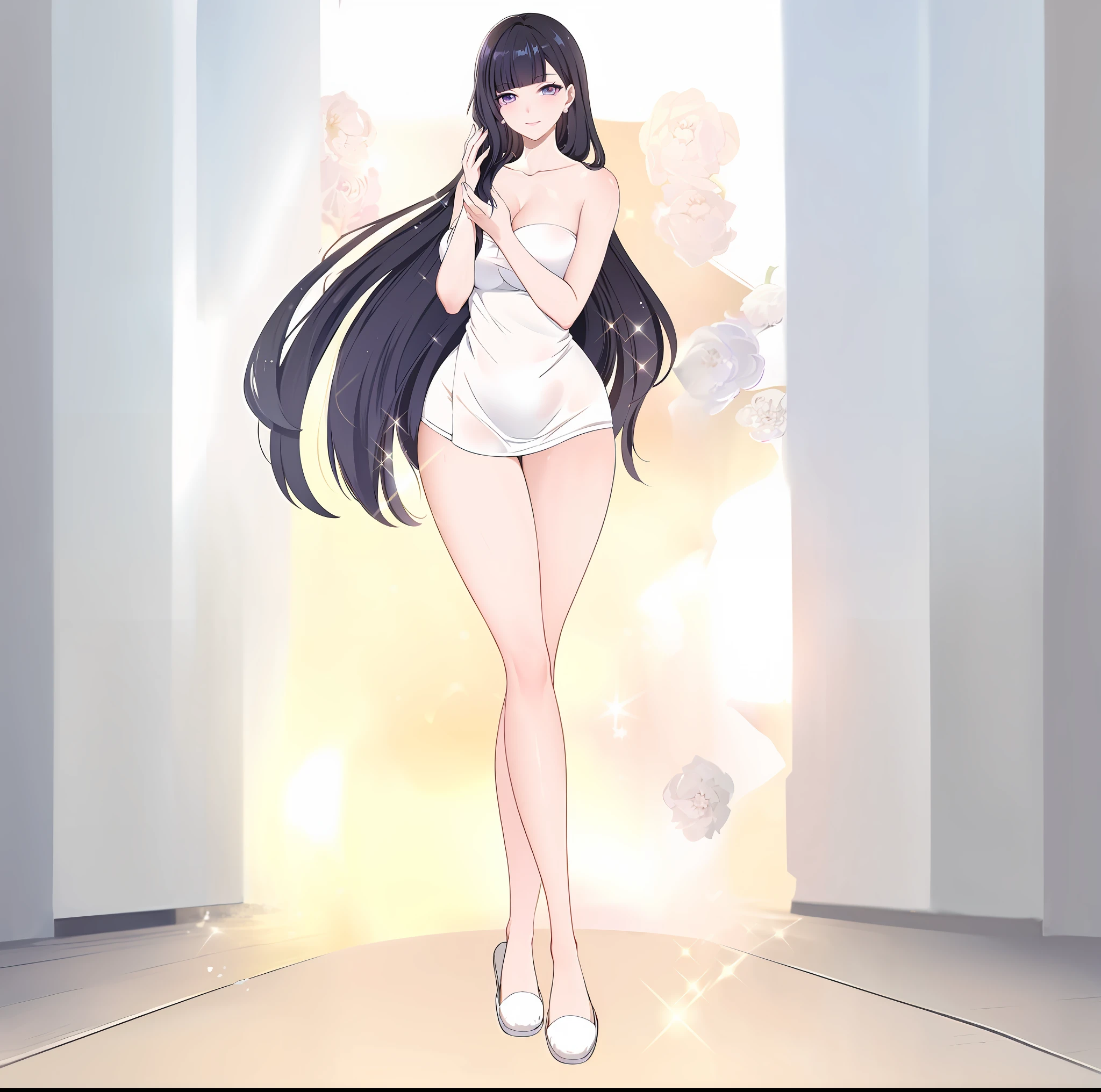 anime girl in white dress with long black hair and white shoes, anime barbie in white stockings, !!full body portrait!!, seductive anime girl, full body xianxia, ecchi anime style, beautiful alluring anime woman, nico robin, full body portrait of a short!, my dress up darling anime, anime full body illustration, smooth anime cg art