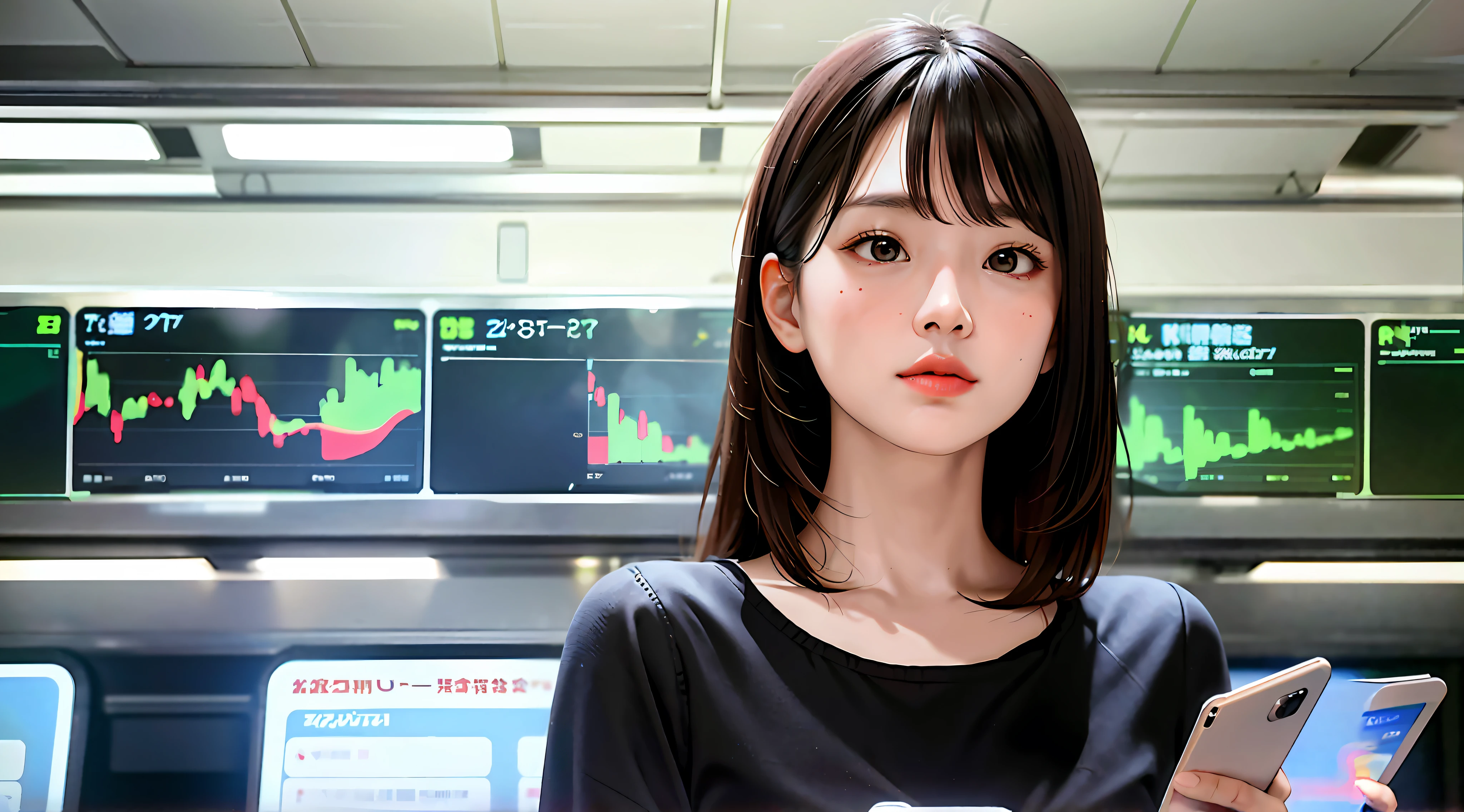 Stock board with economic news