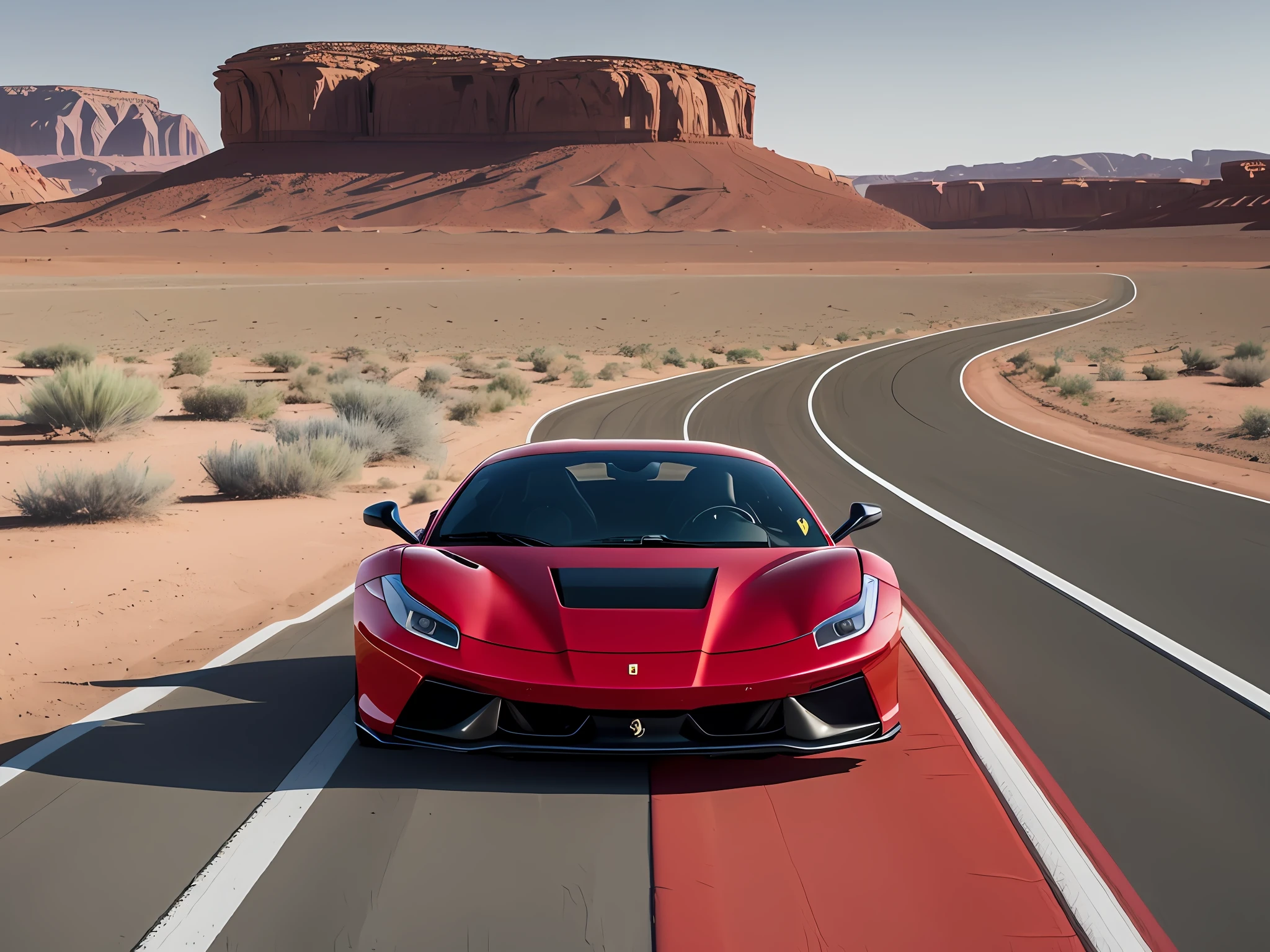 A red Ferrari in a desert 8K movie scene --auto --s2