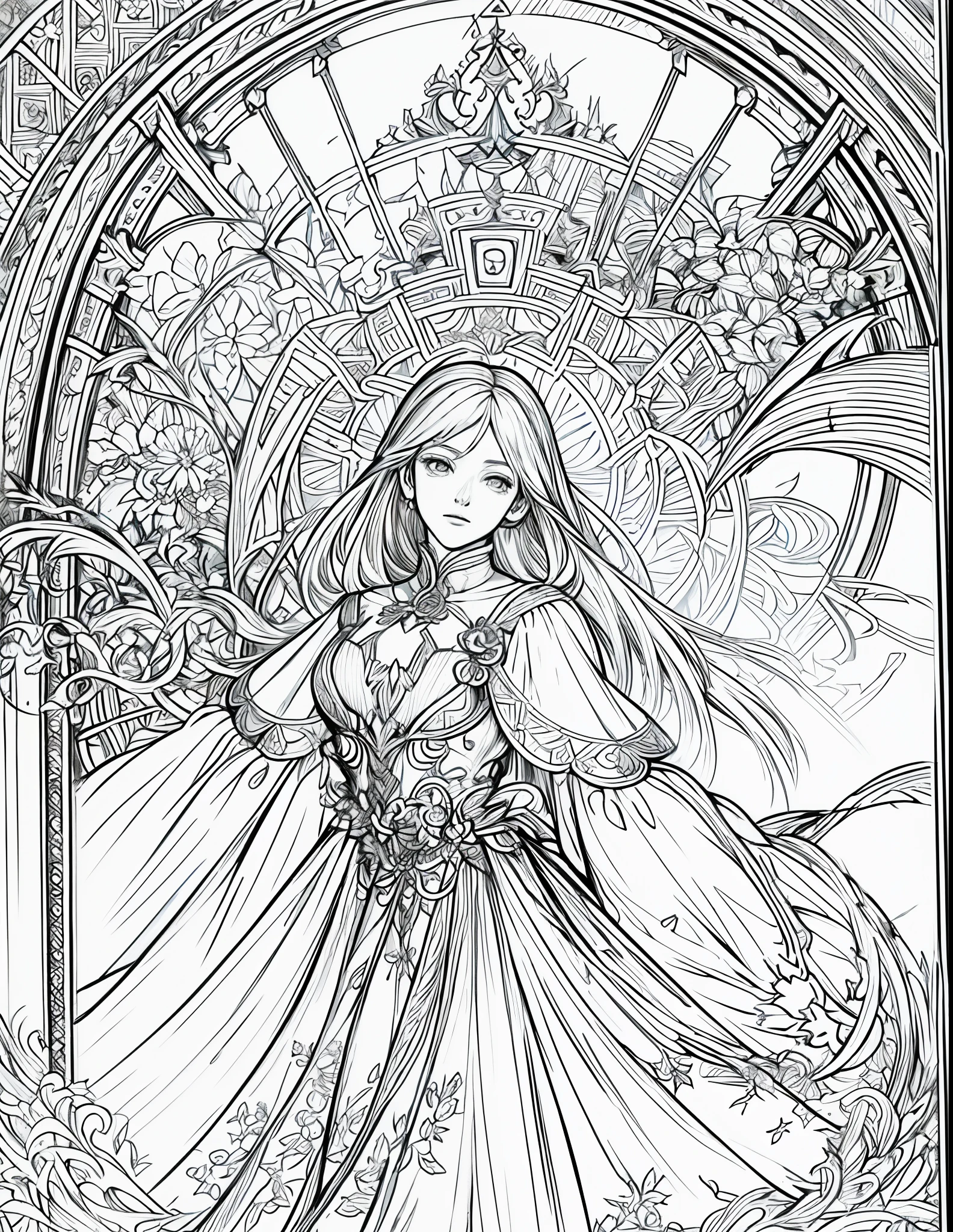 (masterpiece), hres, hight quality, 4k, unity render, 1girl, solo, lineart, (monochrome:1.2),intrincate detailed, orange hair, long hair, (masterpiece, top quality, best quality, official art, beautiful and aesthetic:1.2), (1girl), white gold extreme detailed,colorful,highest detailed, official art, unity 8k wallpaper, ultra detailed, beautiful and aesthetic, leilinggeng,lightning,,Lots of lightning,drawing,lightning elemental energy towards himself,Beautiful girl, photo framed inside a golden window, beautiful, masterpiece, best quality, (zentangle, mandala, tangle, entangle) ,holy light,gold foil,gold leaf art,glitter drawing