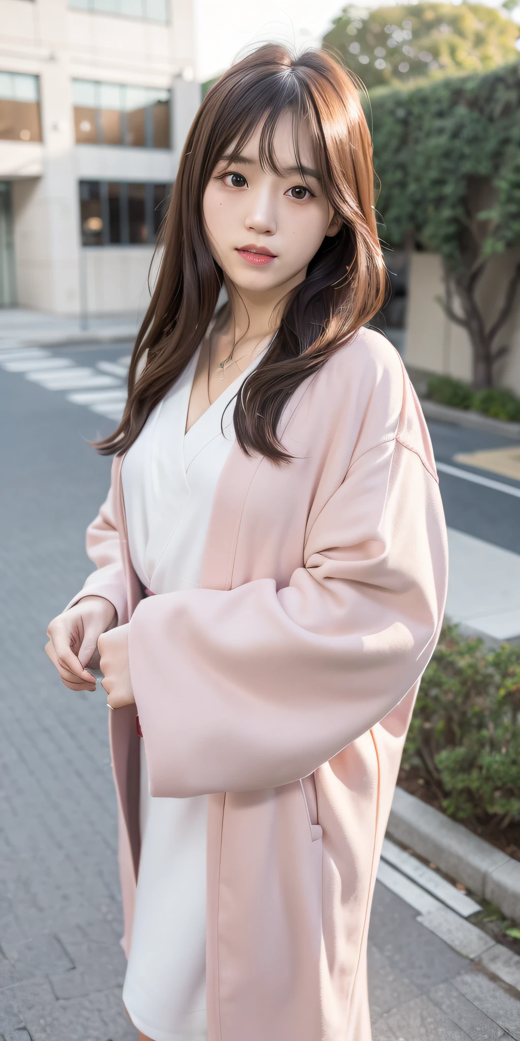 mix4, 20d, Solo, long_hair, Nanase Nishino, Haruka Kaki, Kimono, Japanese clothing, Turning around, (8K, RAW photography, best quality, masterpiece:1.2), (Realistic, Photorealistic:1.37), Professional Lighting, Photon Mapping, Radiosity, Physically Based Rendering