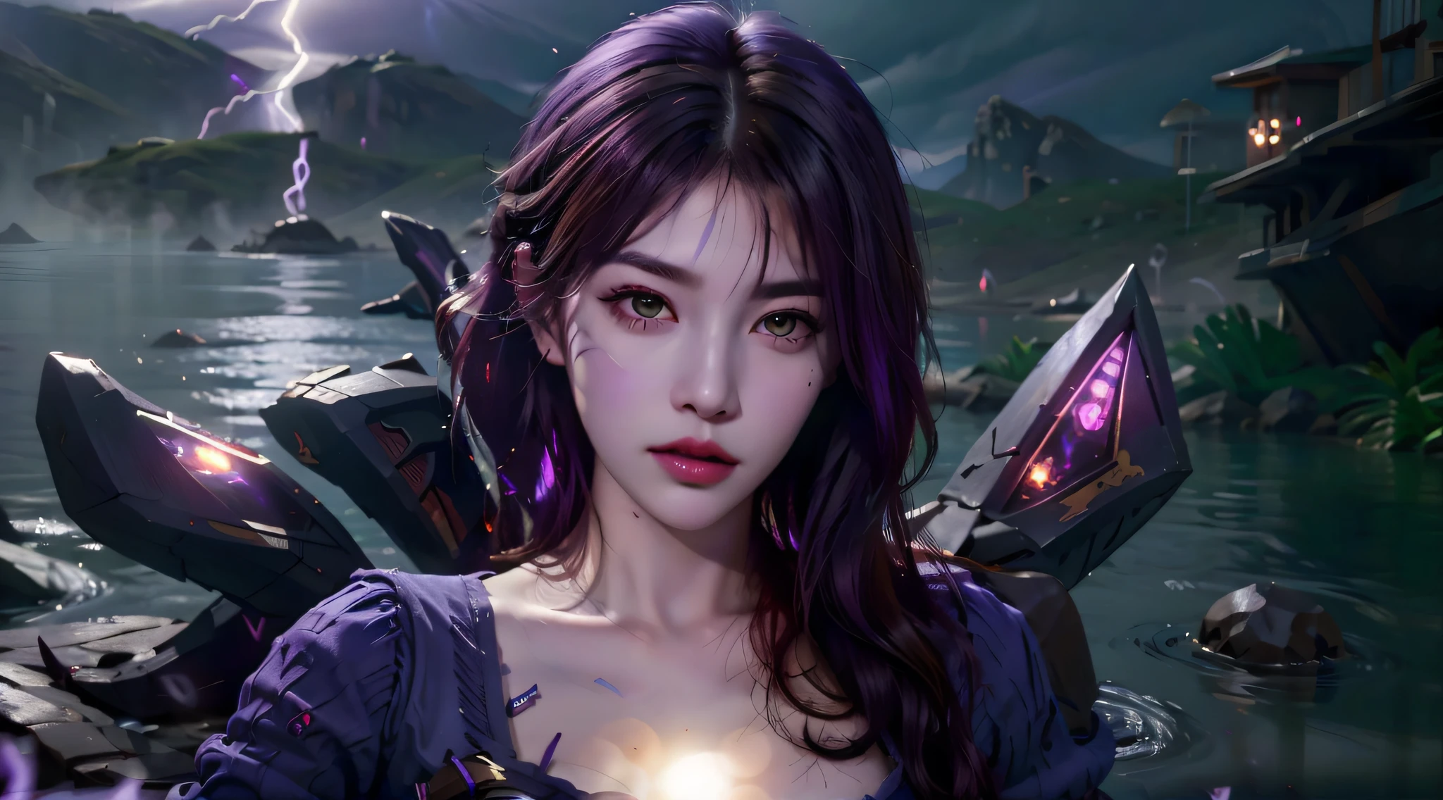 arafed image of a woman with purple hair and a purple dress, g liulian art style, fantasy art style, alice x. zhang, by Yang J, rossdraws digital painting, ig model | artgerm, kda, fanart best artstation, artgerm ; 3d unreal engine, extremely detailed artgerm