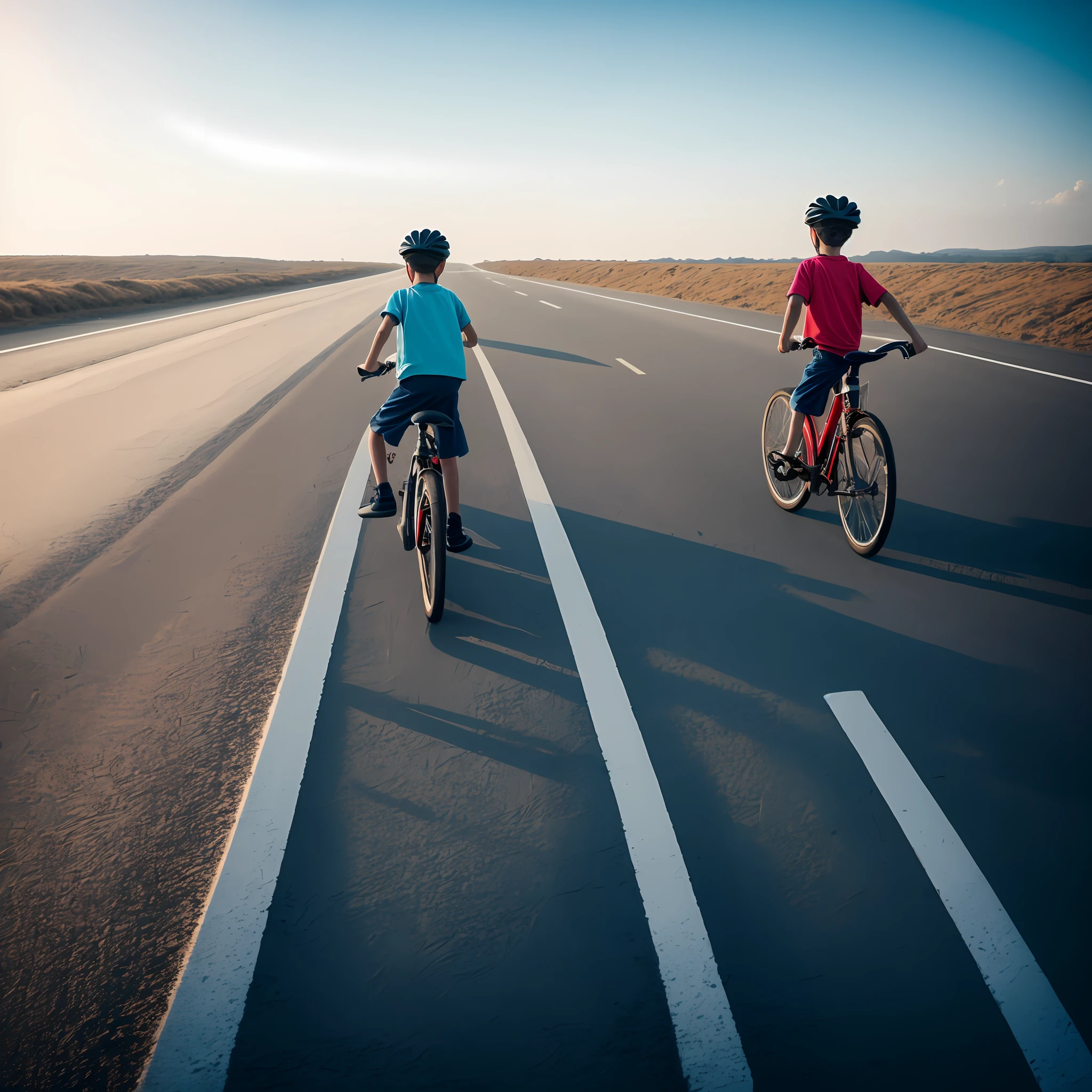 boy riding bicycle on the road