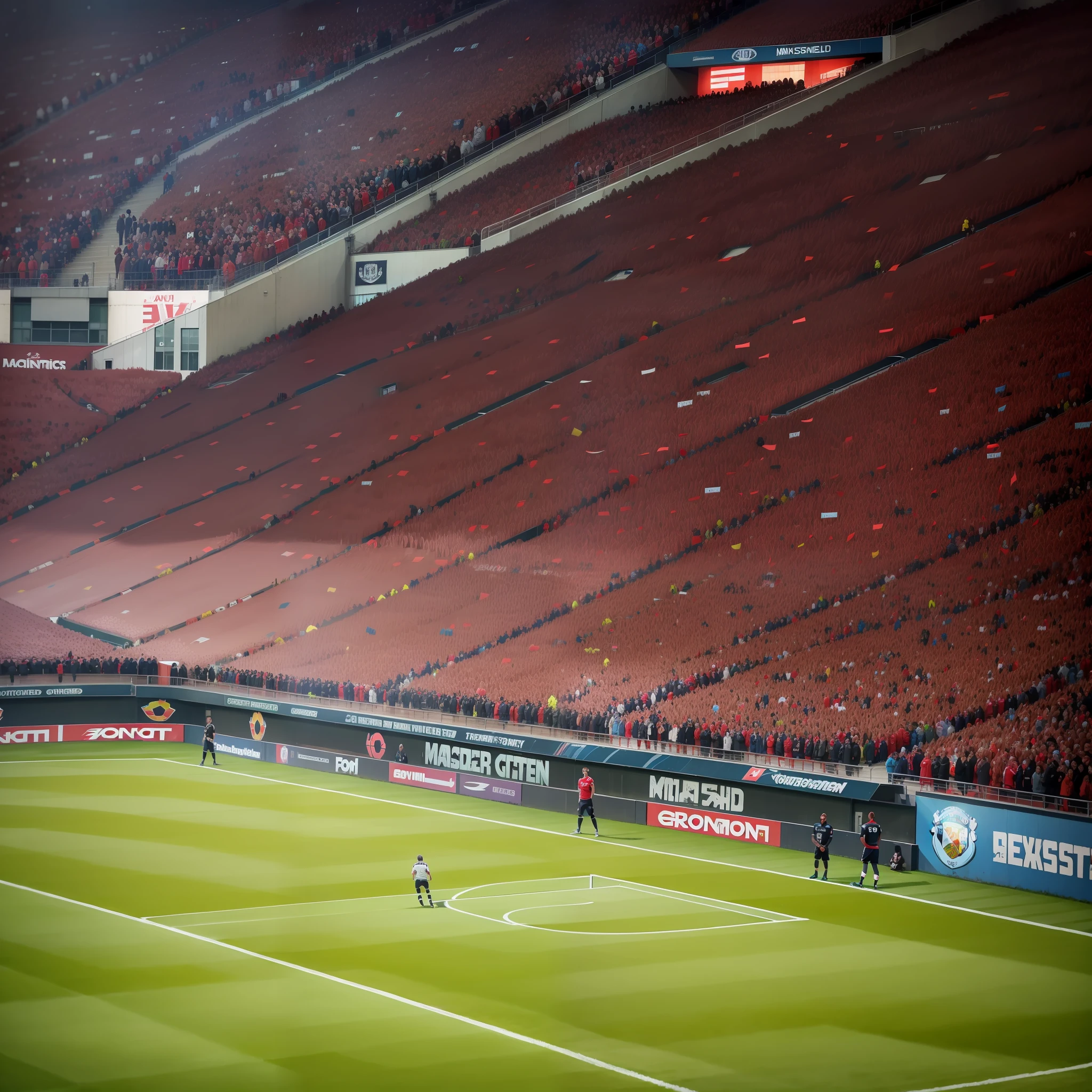 Crowded football pitch on Manchester United pitch against Manchester city --auto --s2