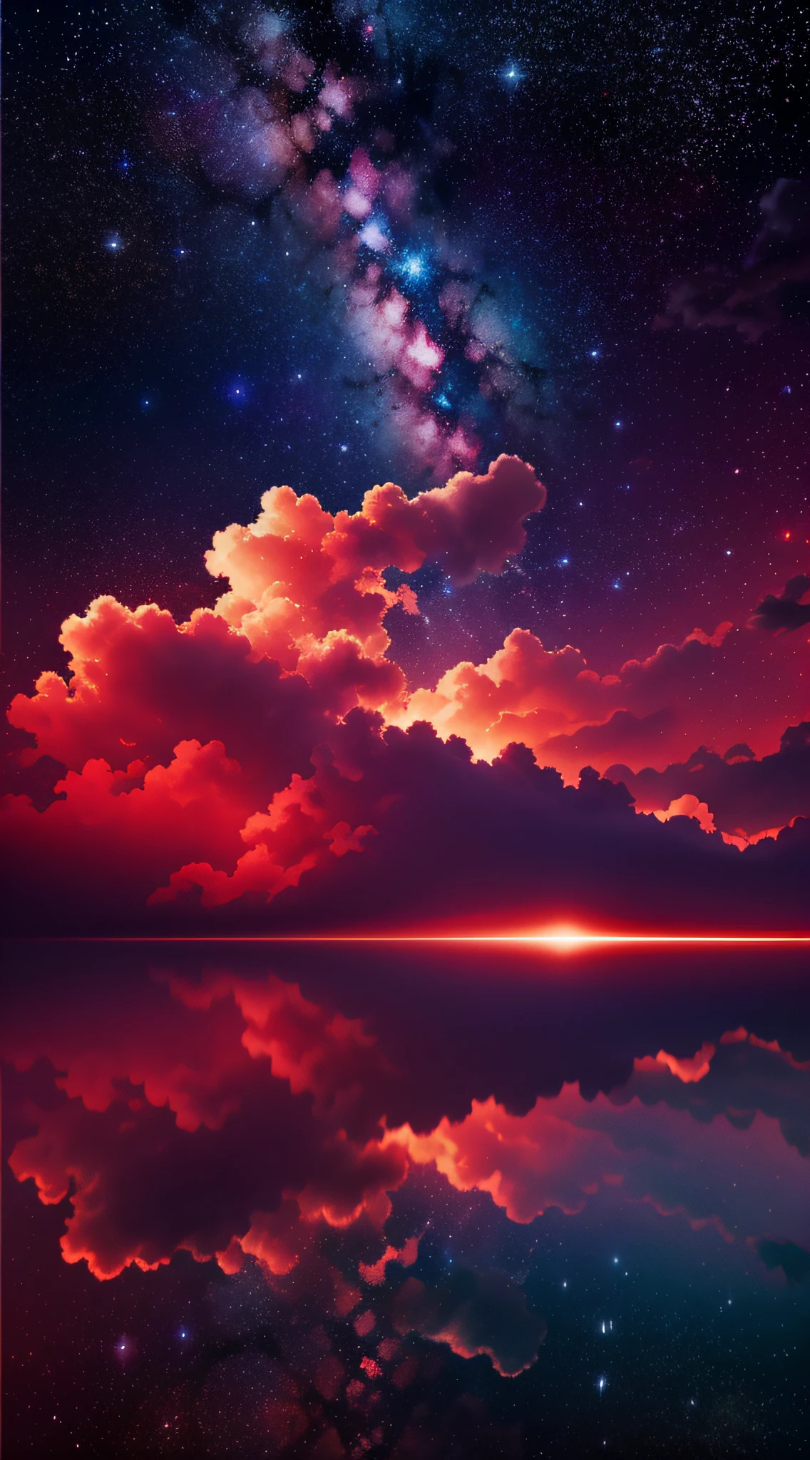 Red, smok, lingering, clouds, starry sky, drifting, ancient, mysterious, liquid, Bauhaus art, theatrical lighting, high resolution