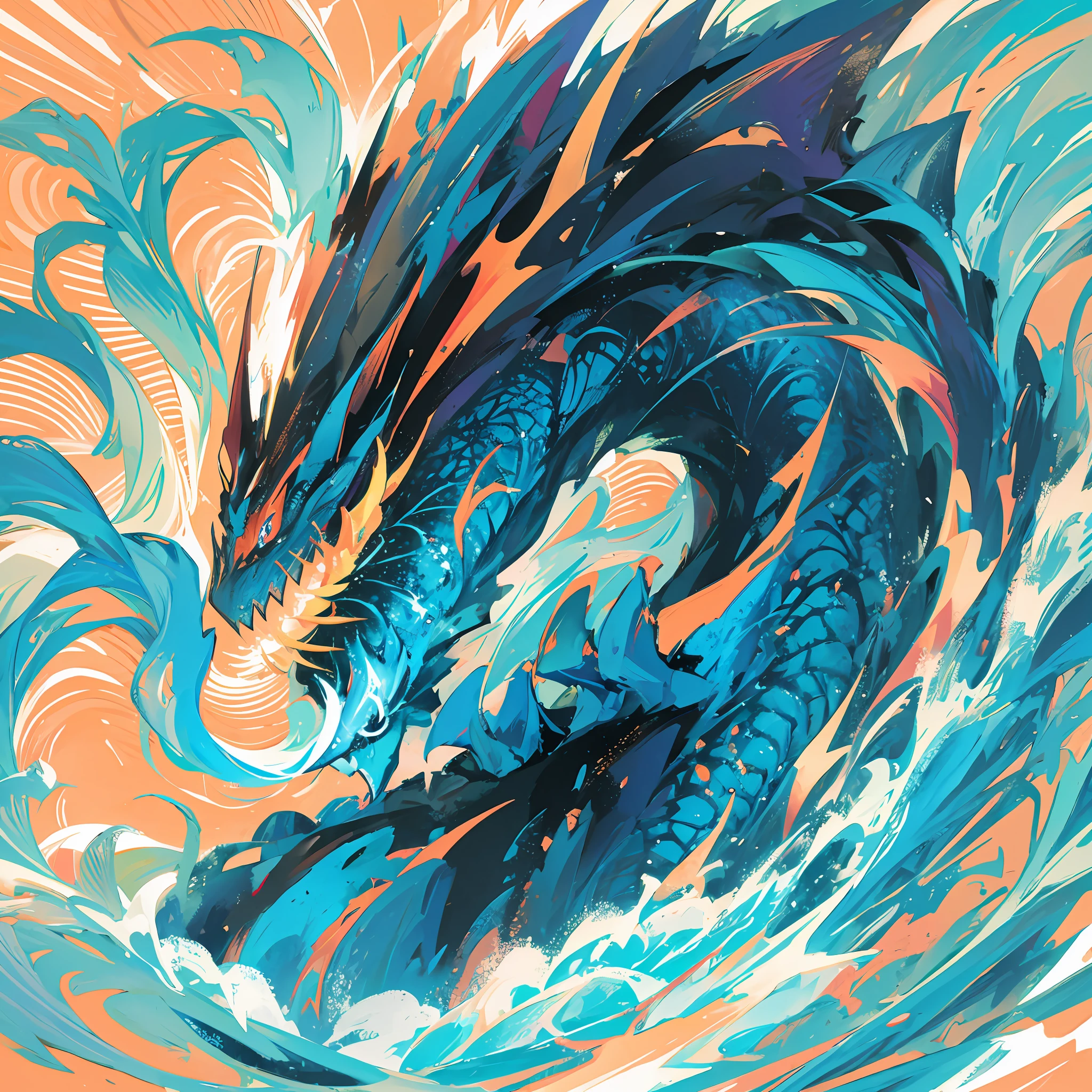 water dragon, obscure, wallpaper --auto --s2