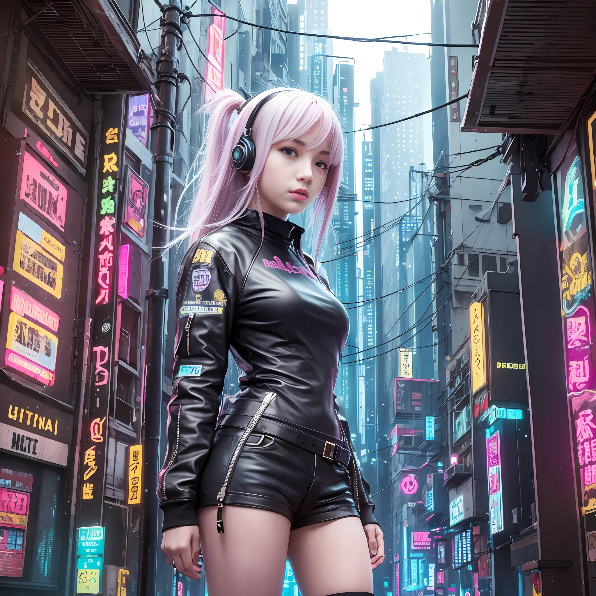 A LOFI-STYLE GIRL IN A CYBERPUNK CITY --auto --s2