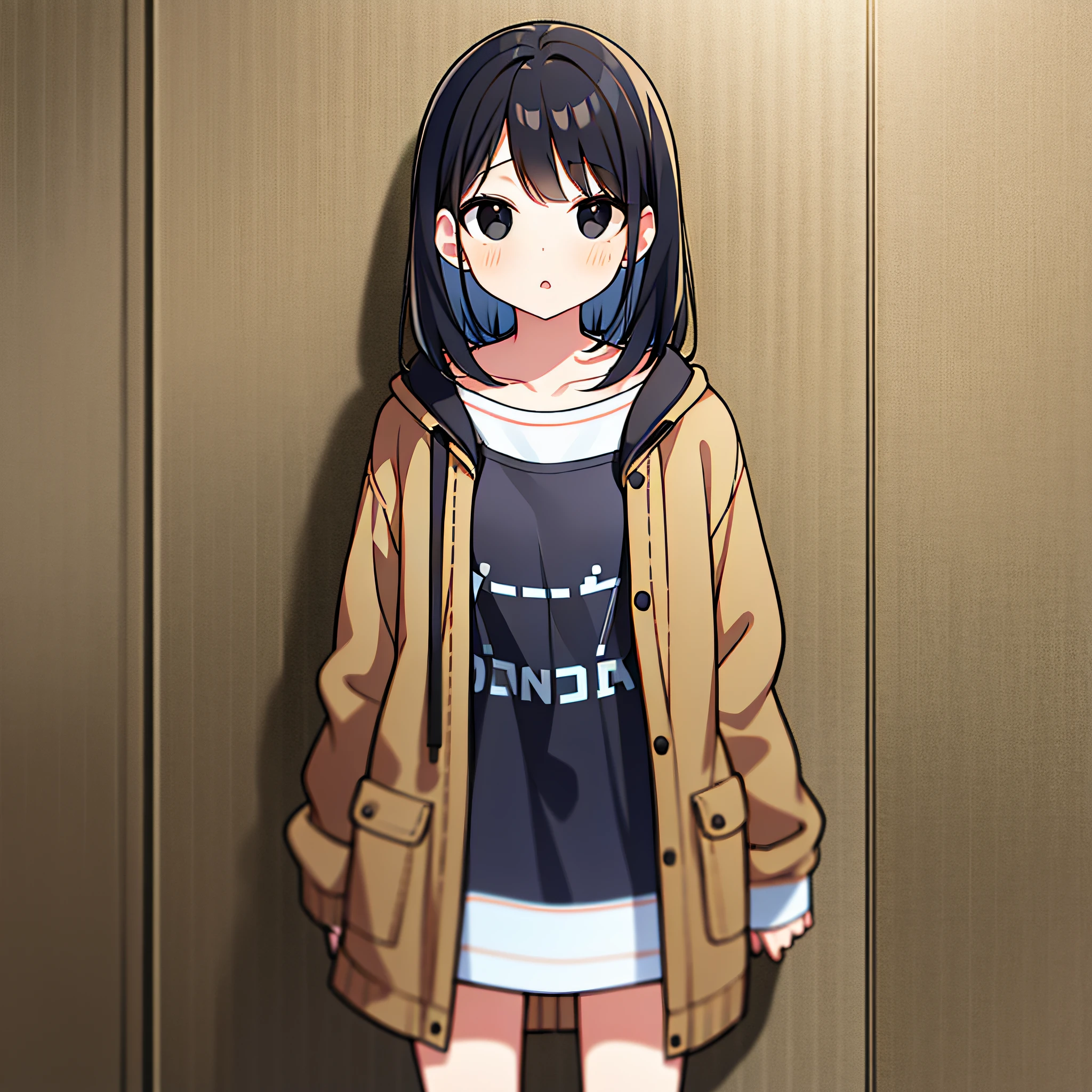 Girl, standing, cute, black hair, black eyes