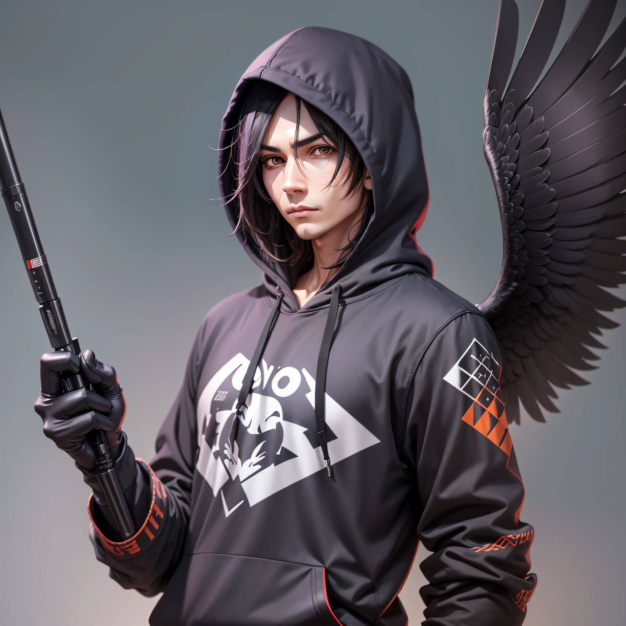 Realistic seven color crow humanoid, hoodie, upper body, cool style, 8K, very delicate, so dense, dynamic wallpaper --auto --s2