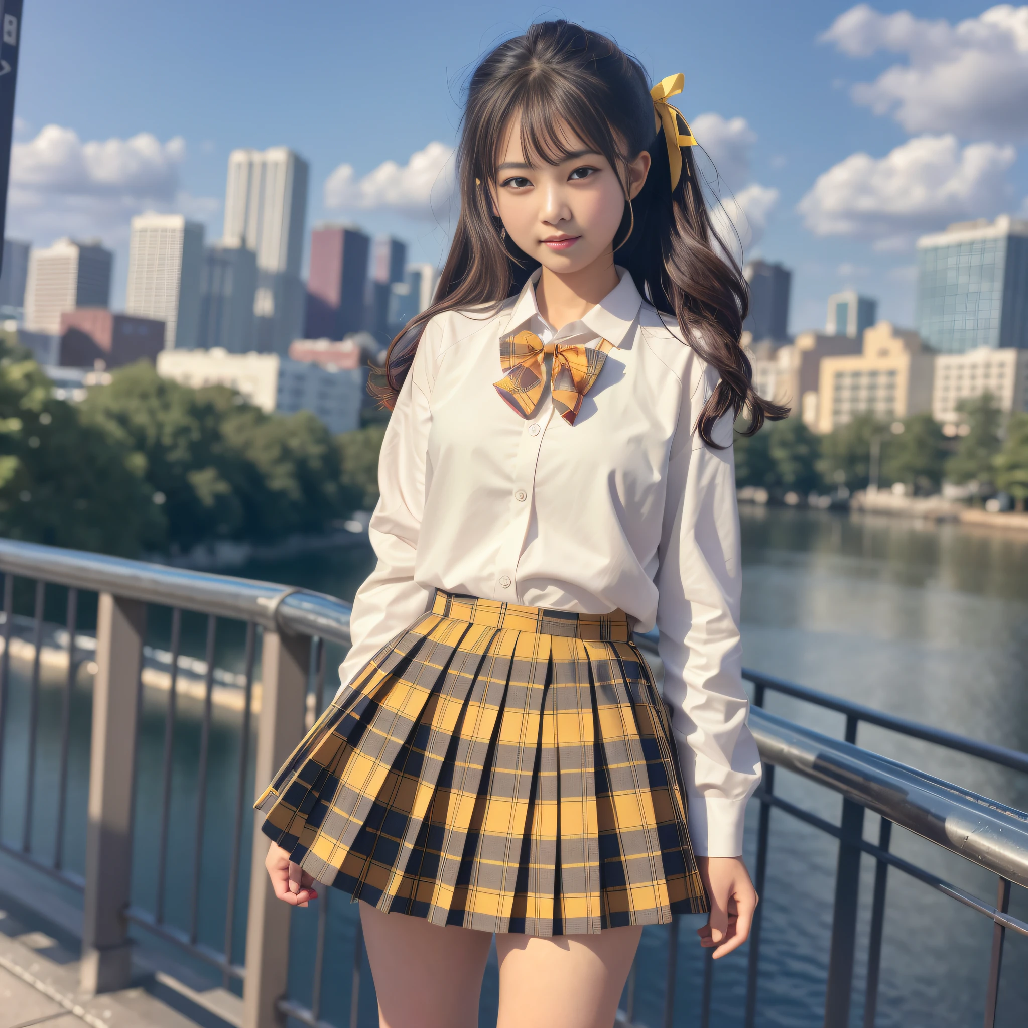 arafed asian woman in a skirt and bow tie posing for a picture, japanese girl school uniform, magical school student uniform, japanese school uniform, wearing japanese school uniform, cute schoolgirl, magic school uniform, jk uniform, hyperrealistic schoolgirl, a hyperrealistic schoolgirl, seifuku, realistic schoolgirl, wearing school uniform, school girl