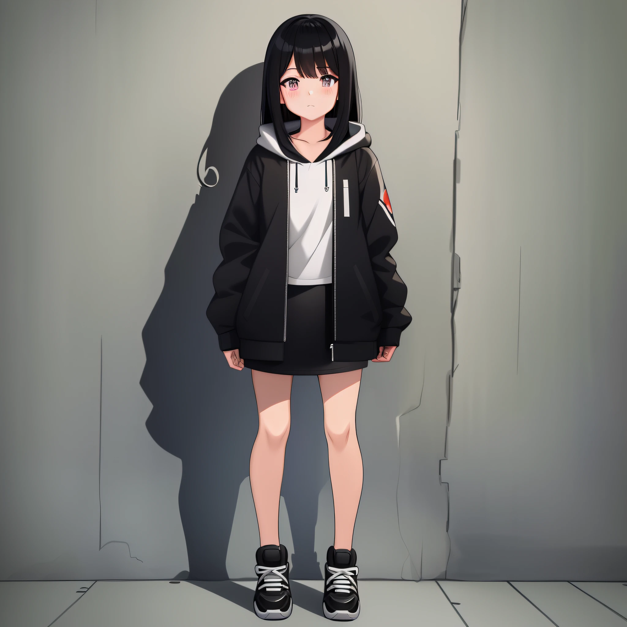 anime - style girl in a black jacket and white shirt standing in front of a wall, anime moe artstyle, kantai collection style, anime visual of a cute girl, anime best girl, anime style. 8k, anime full body illustration, an anime girl, young anime girl, high quality anime artstyle, anime artstyle, modern anime style