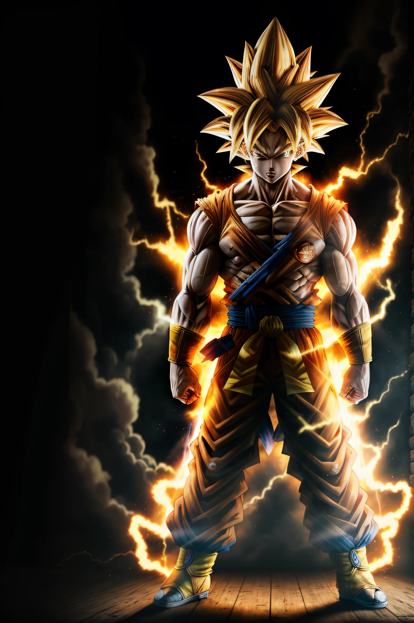 masterpiece, best quality, goku, super Saiyan, yellow hair